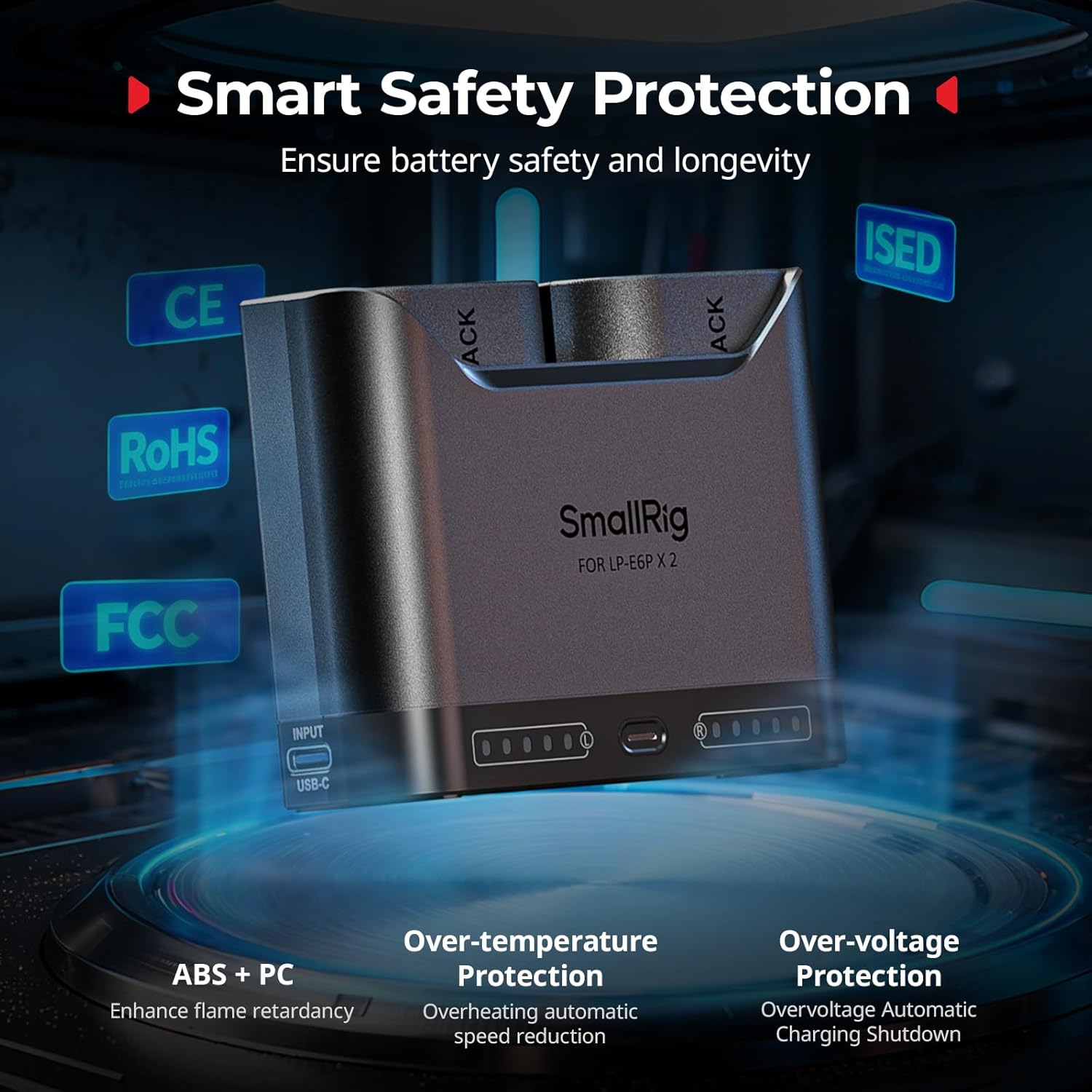 Thumbnail 6 de SmallRig 2H Dual-Akkuladegerät für Canon LP-E6P / LP-E6NH (USB‑C, 22,5 W)