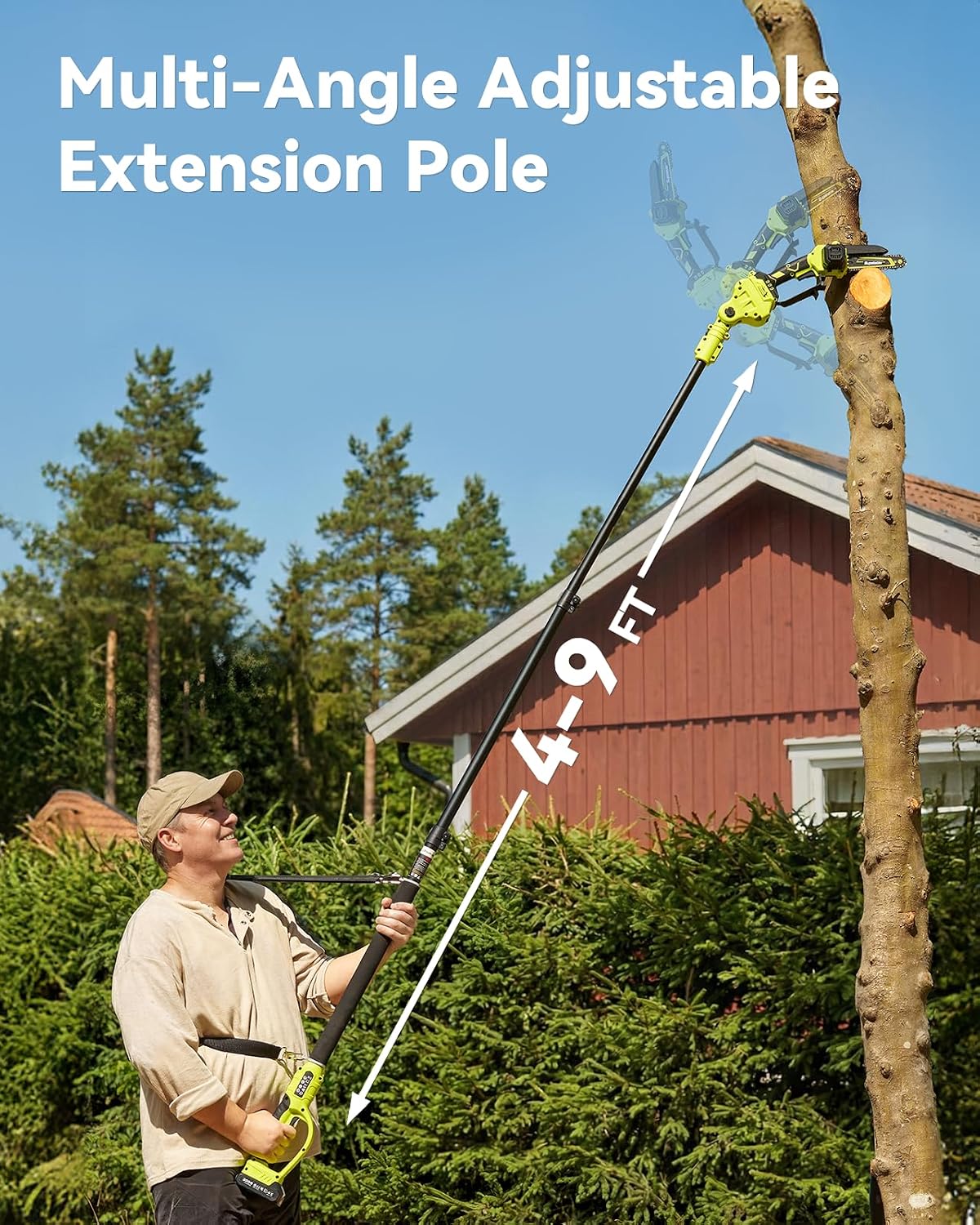 Detalle de Supstable SH301 6-in-1 Cordless Pole Saw and Hedge Trimmer, 15-Foot Reach
