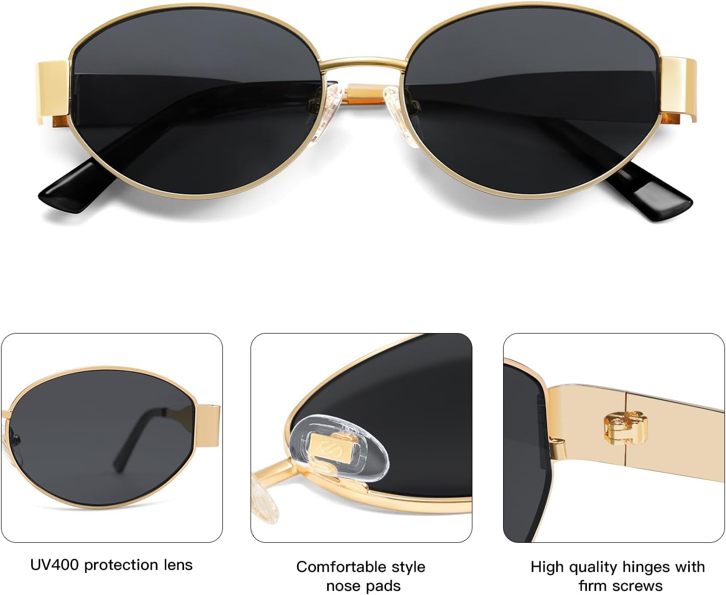 Thumbnail 3 de SOJOS Retro Sonnenbrille SJ1217 – Ovales Metalldesign UV400 für Damen und Herren