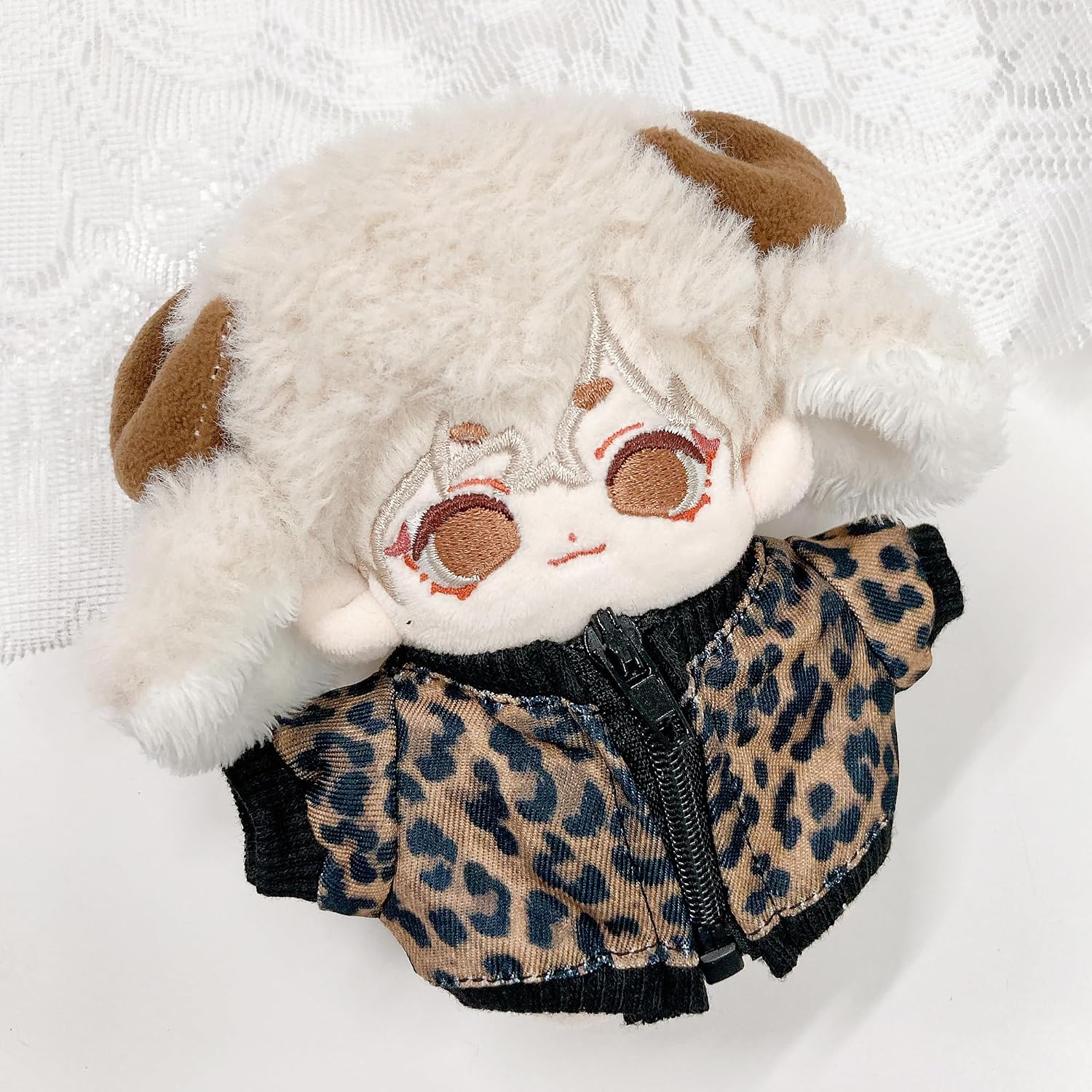 Detalle de ヒョウ柄ジャケット 10cm前後のぬいぐるみ用ジッパーコスチューム ブラウン