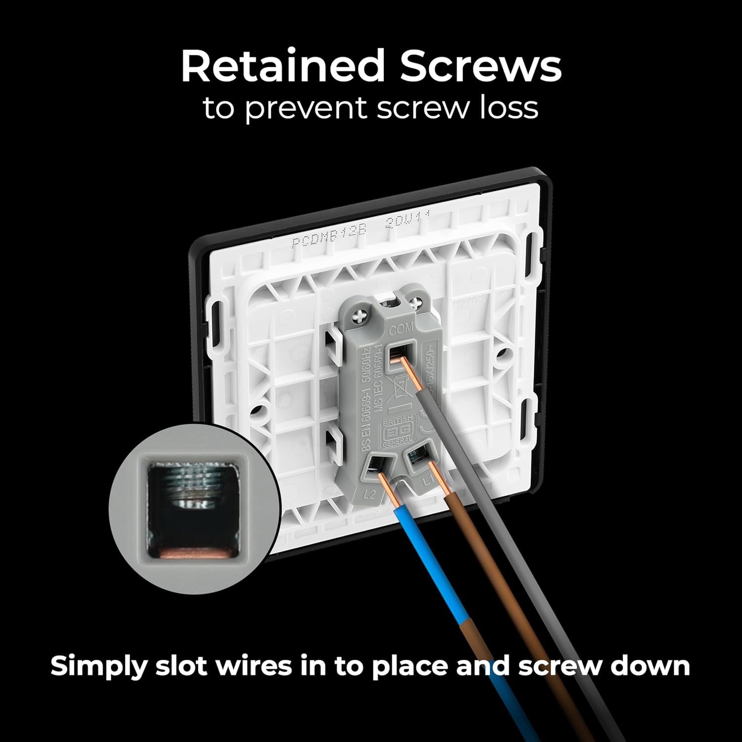 Thumbnail 4 de BG Electrical PCDMB12B: 2‑Way, Screwless Front Plate, Matt Black - Evolve Range