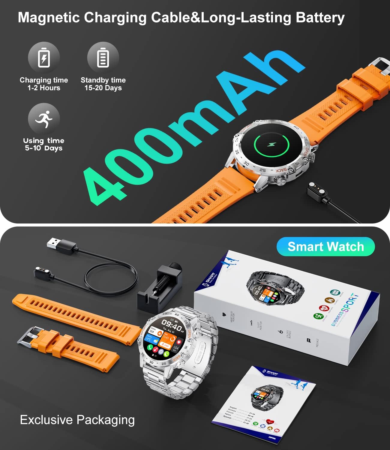 Thumbnail 6 de Military Smart Watch for Men (IP67) with Bluetooth voice calls, heart rate, SpO2 & sports tracking