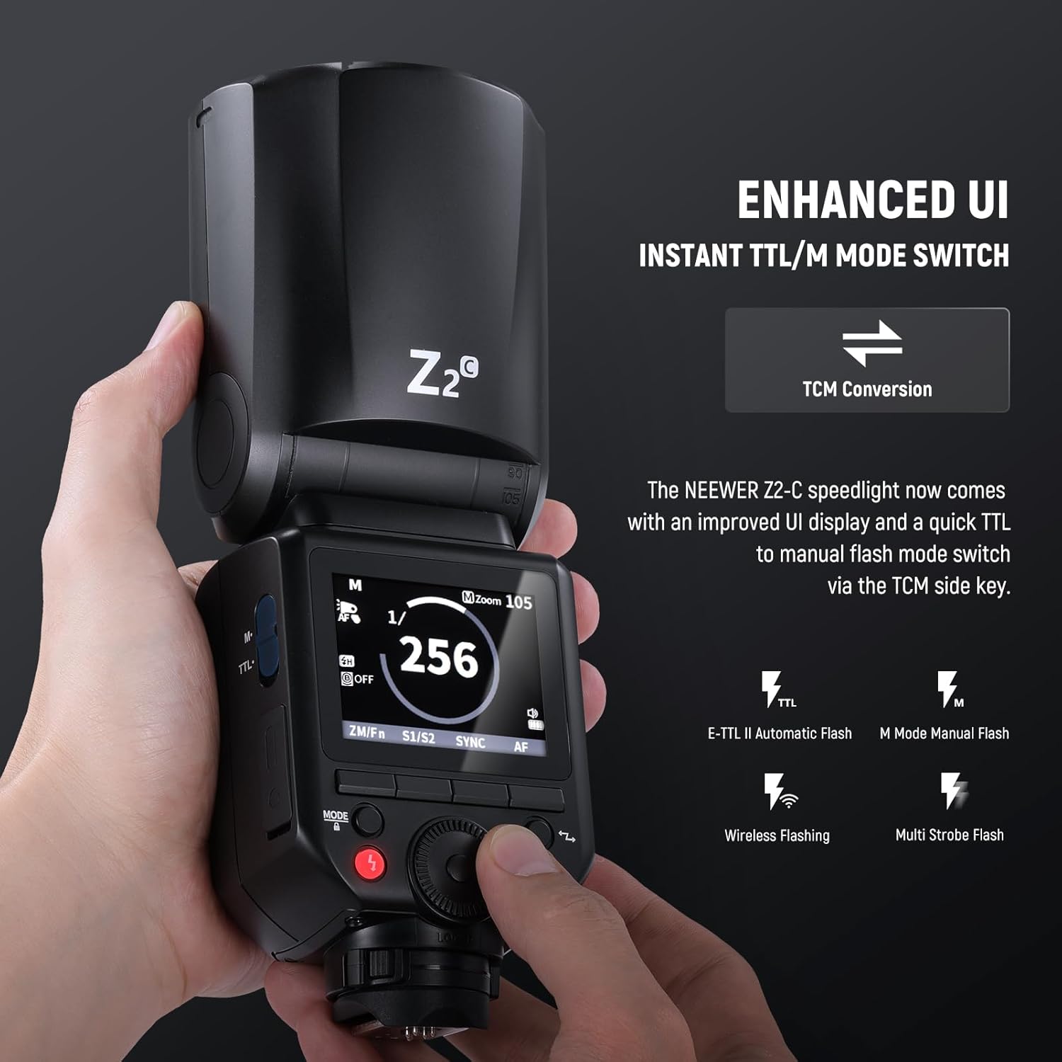 Thumbnail 1 de NEEWER Z2-C 2.4G TTL Round Head Speedlite for Canon (76Ws) with HSS to 1/8000s