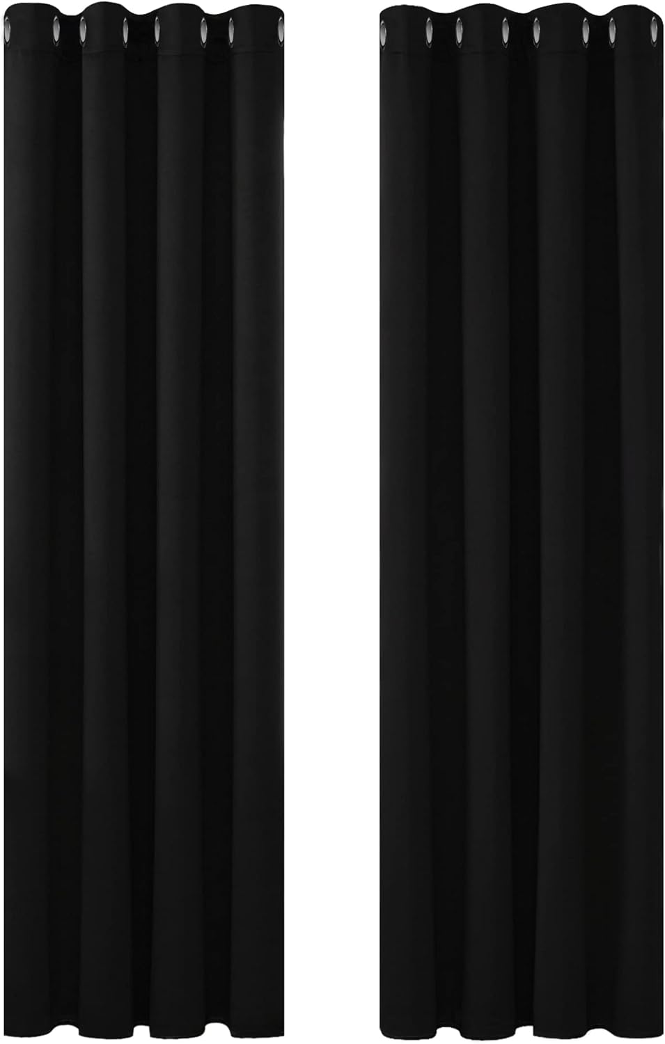 Detalle de Deconovo Solid Thermal Insulated Eyelet Blackout Curtains (52" x 72") – Black, 1 pair