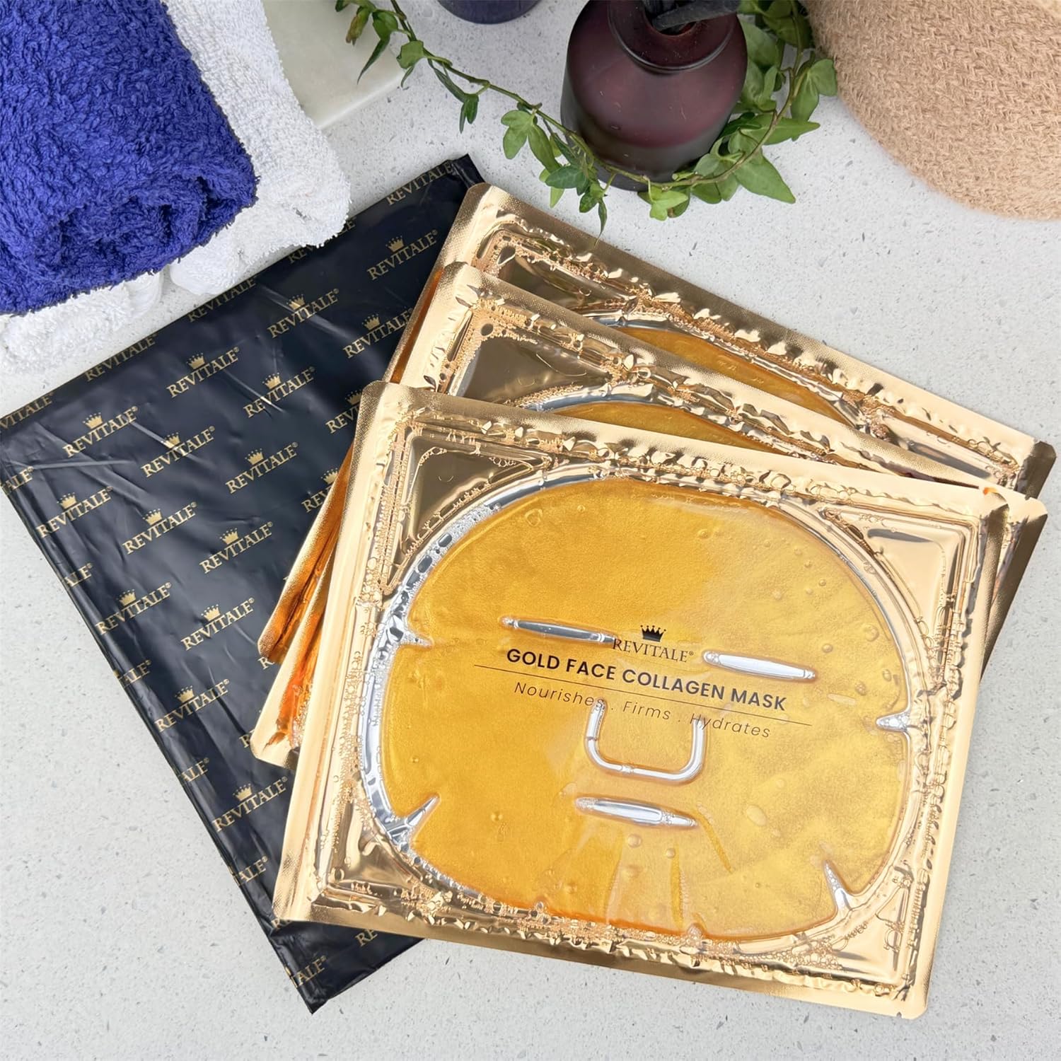 Thumbnail 1 de Masque pour le visage Revitale Gold 24K enrichi au collagène (paquet de 3)