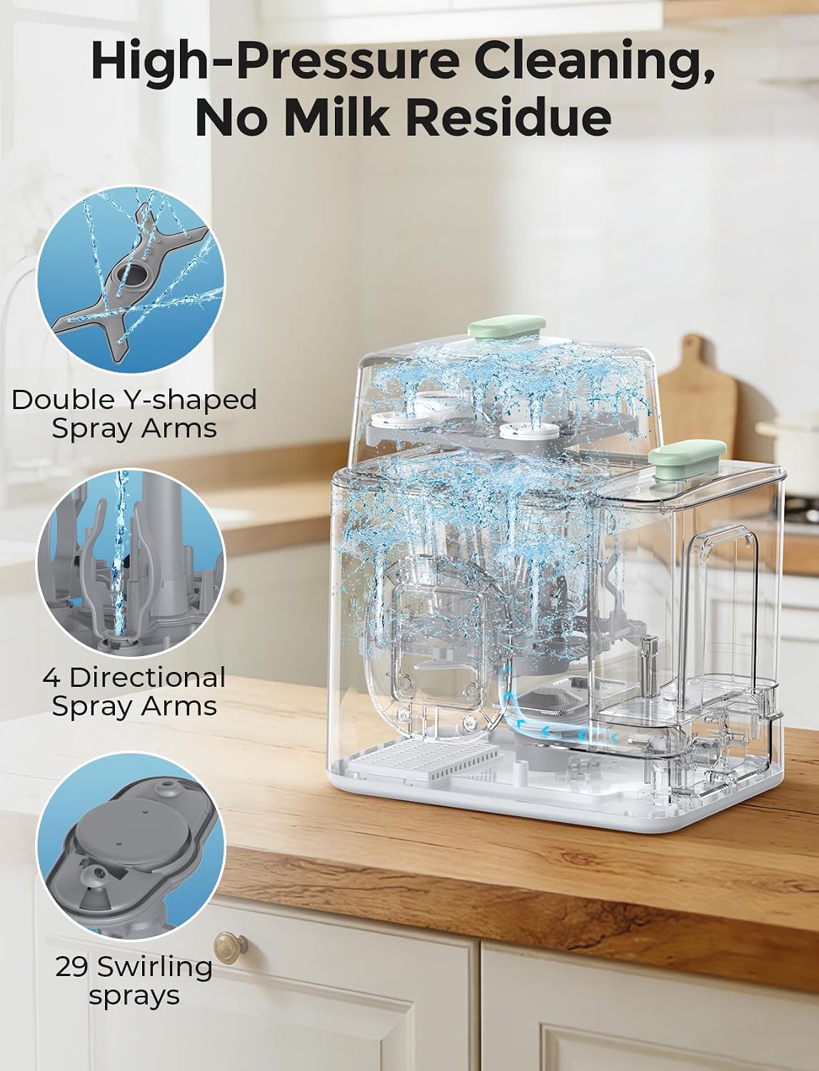 Detalle de XAPROO Baby Bottle Washer, Sterilizer & Dryer with 13 Modes and Rapid Wash
