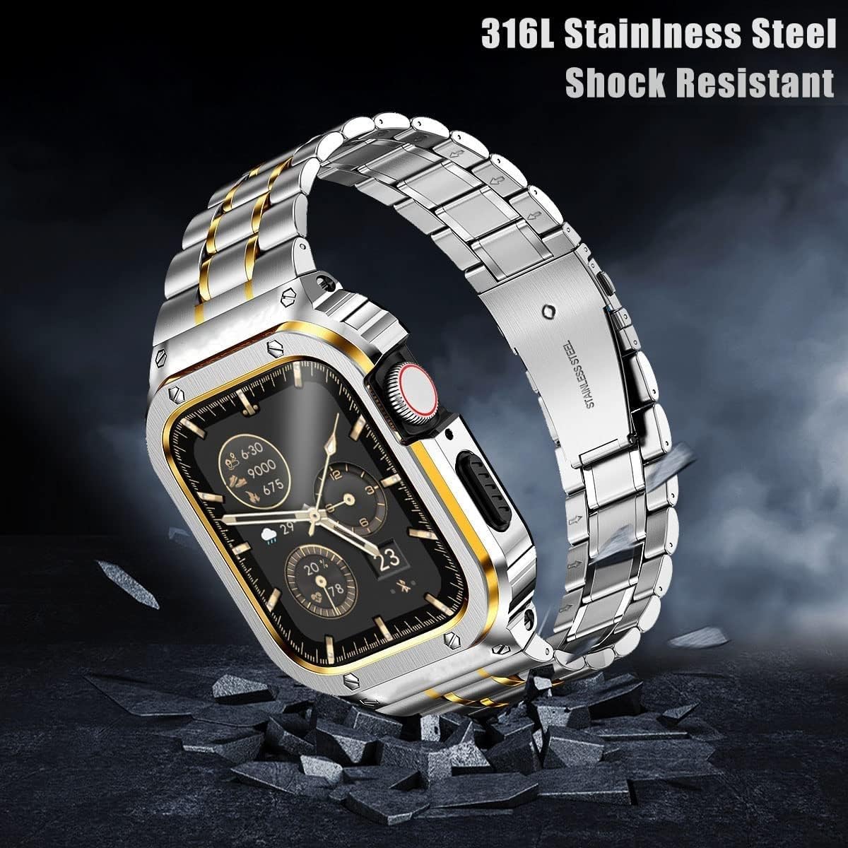 Thumbnail 1 de MioHHR Stainless Steel Watch Band with Case for Apple Watch — 38/40/41/42/44/45/46/49mm