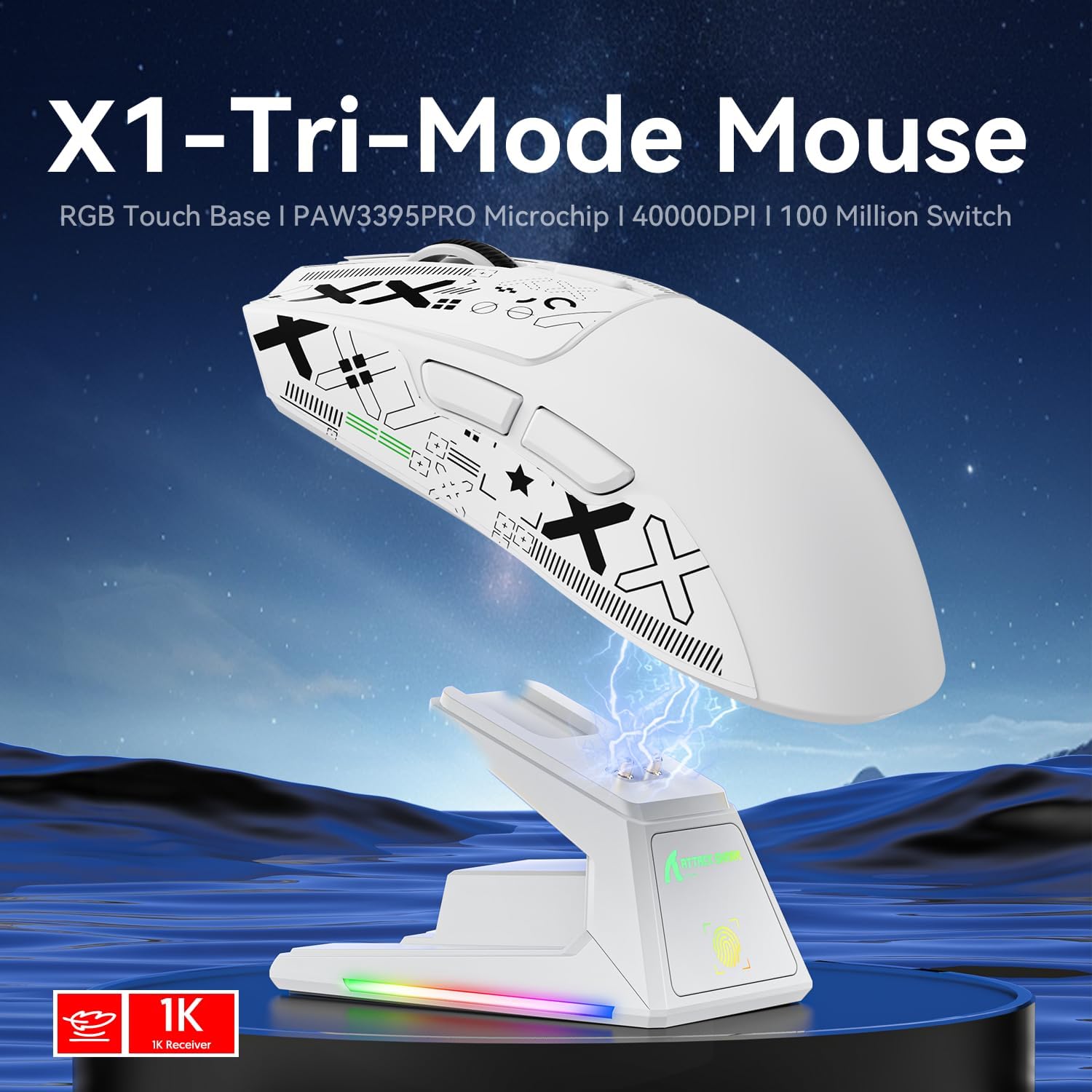Thumbnail 1 de Attack Shark X1 Gaming Mouse with Touchpad Dock