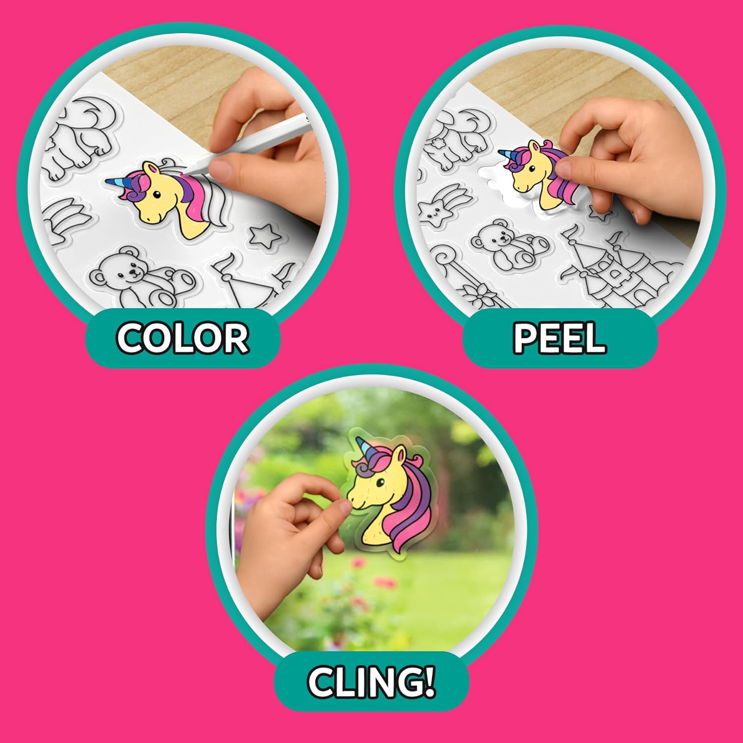 Thumbnail 3 de Skillmatics Cling Art – Colour Clingz Unicorns & Princesses