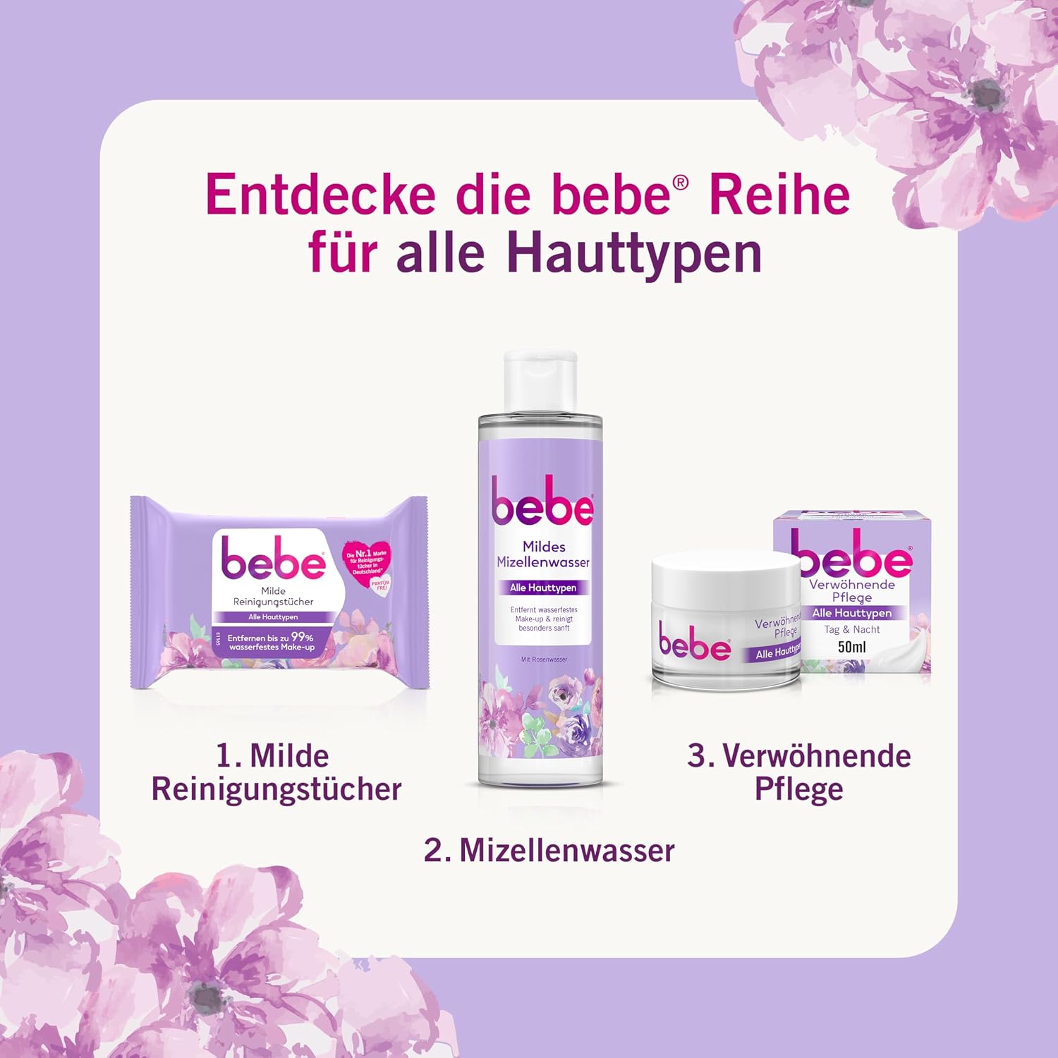 Thumbnail 4 de bebe milde Reinigungstücher (6x25) – Abschminktücher für bis zu 99% wasserfestes Make-up, parfümfrei