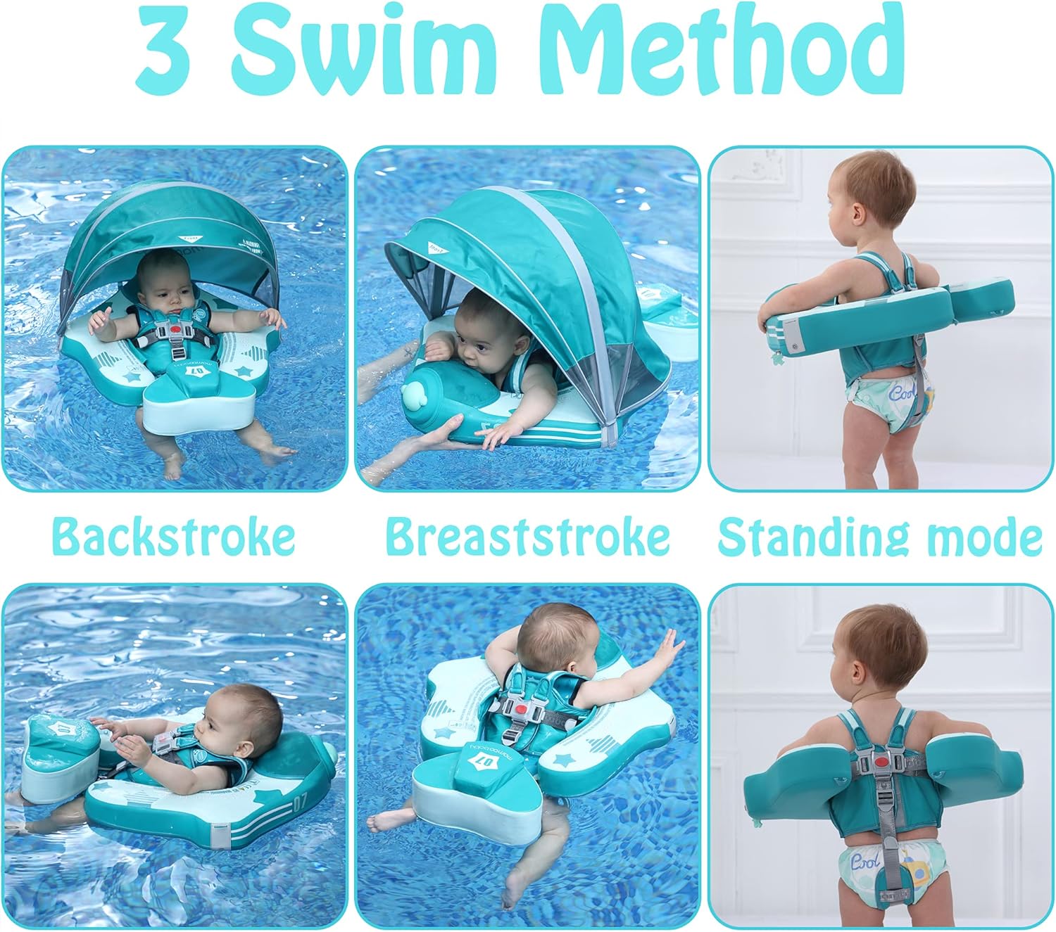 Thumbnail 3 de Mambobaby Float Add Tail Baby Swim Float with Canopy (Global Limited Edition - Green)