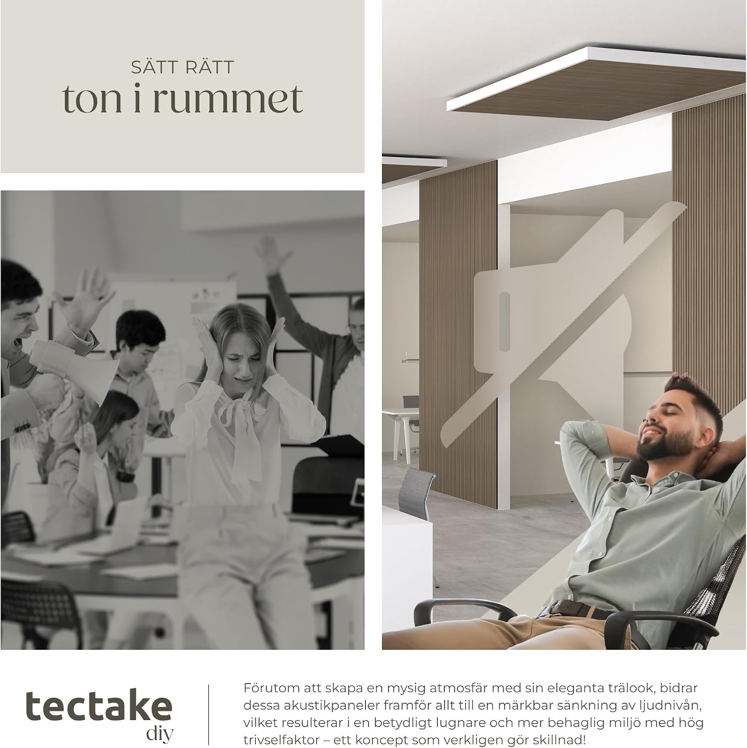 Detalle de tectake Sonic Wall akustikpaneler i mörk ek, 2-pack med äkta träfanér