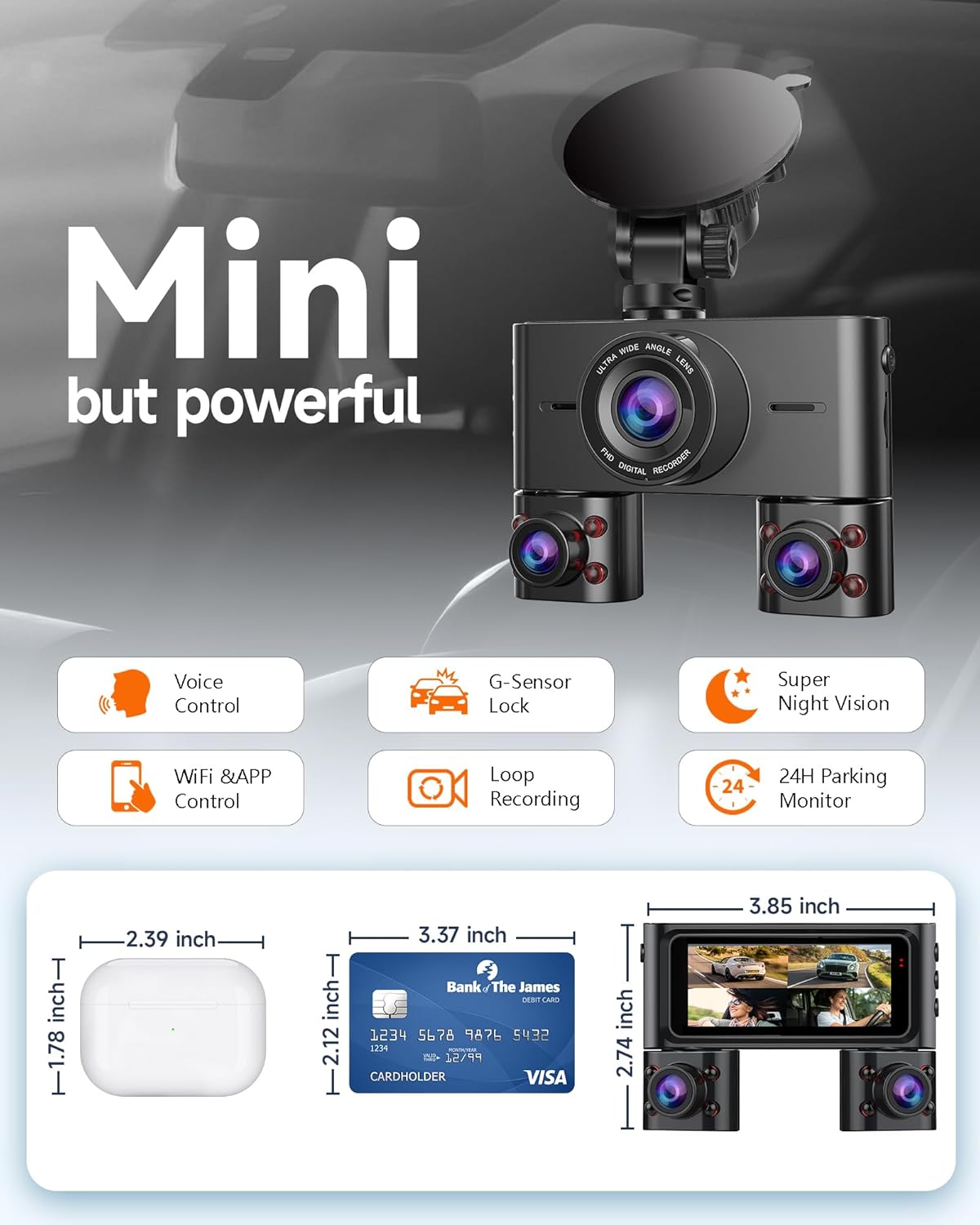 Thumbnail 2 de V7 2K 4-Channel Dash Cam with 64GB card