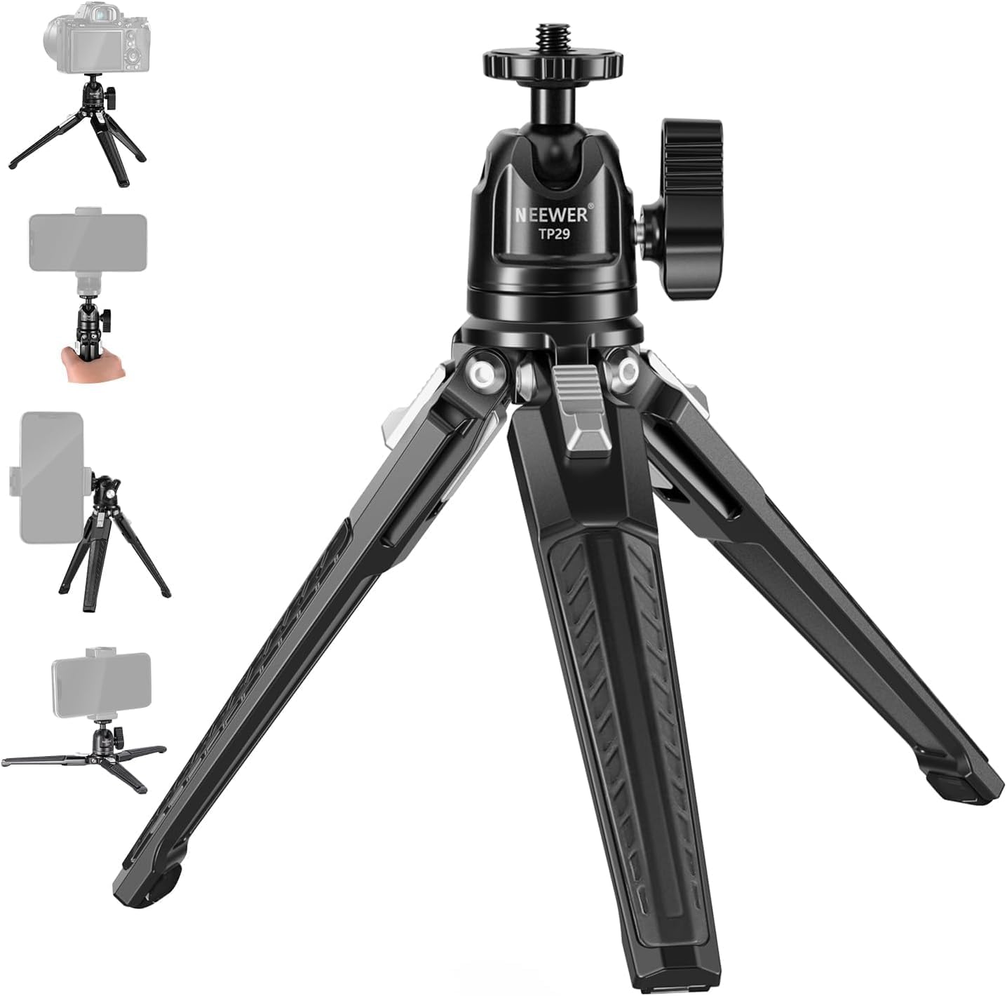 Detalle de NEEWER Mini trépied de table métallique TP29 avec rotule 360° (1/4")