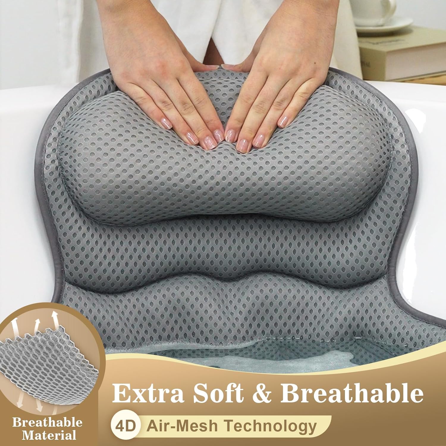 Thumbnail 4 de Bath Pillow Luxury Bathtub Pillow 17x18.5in