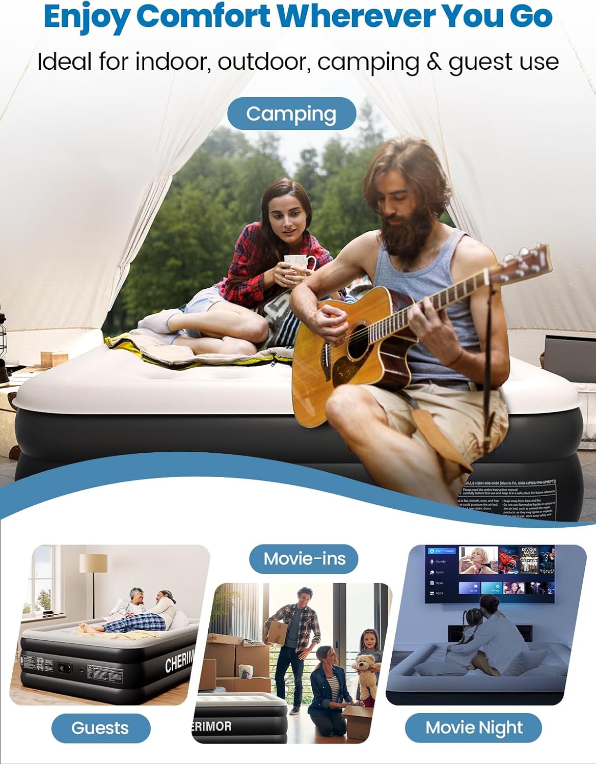 Thumbnail 6 de CHERIMOR Queen Air Mattress 18" raised bed