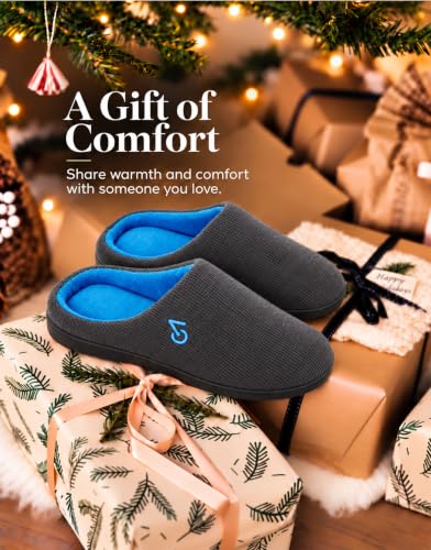 Detalle 2 de VeraCosy Men's Two-Tone Memory Foam Slippers, Dark Grey/Blue, UK 6/7