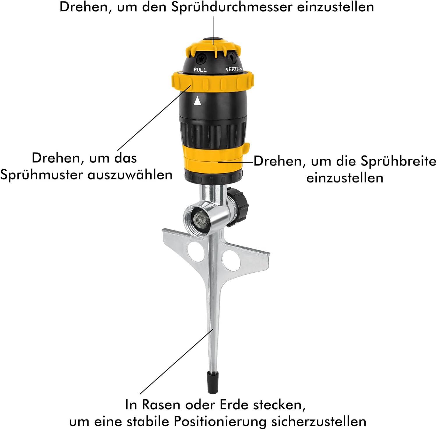 Detalle 2 de Restmo Getriebe-Sprinkler Set (2 Stück) mit Metallspike-Basis – Rasensprenger für große Flächen