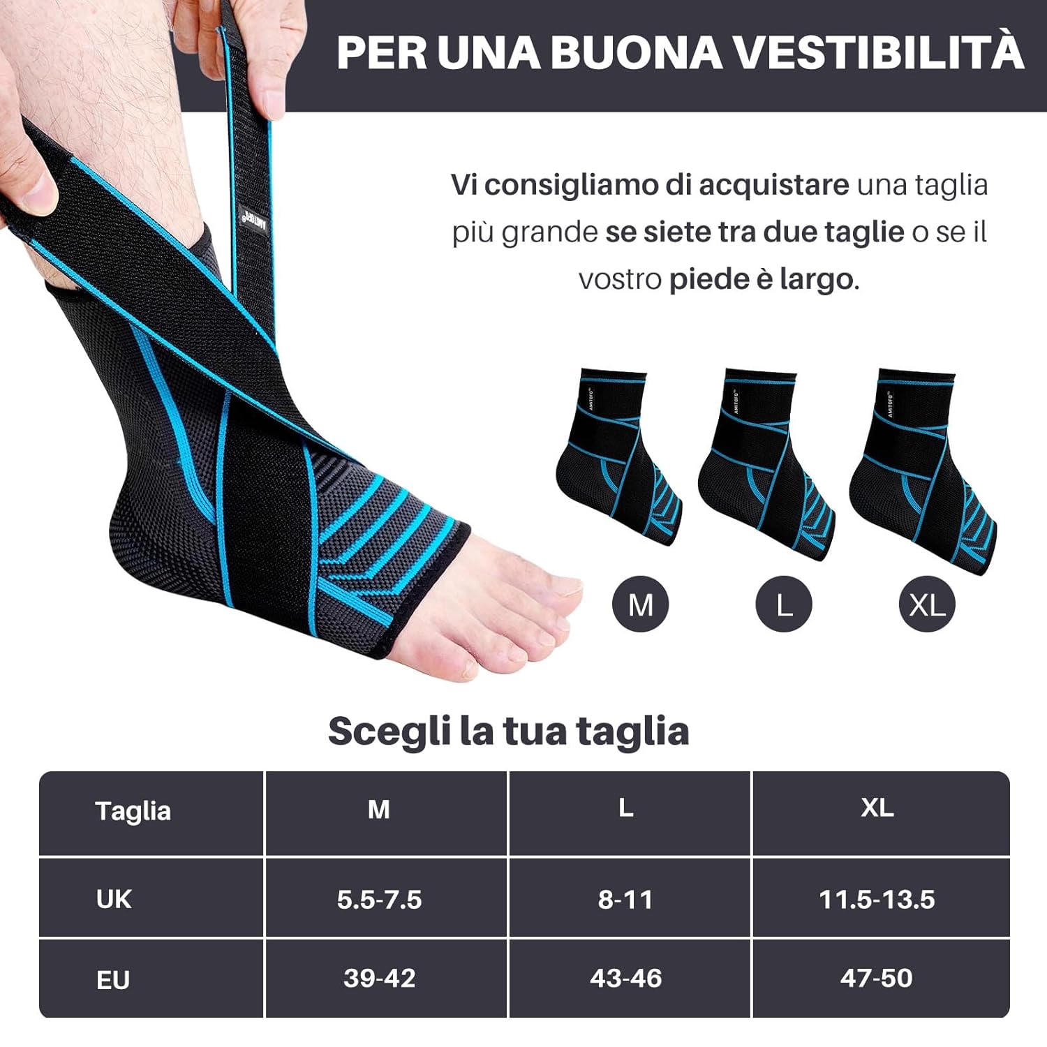 Thumbnail 5 de PUTUO Caviglia Tutore con Fascia: Cavigliera Ortopedica per Distorsione, 43-46, 1 Pezzo