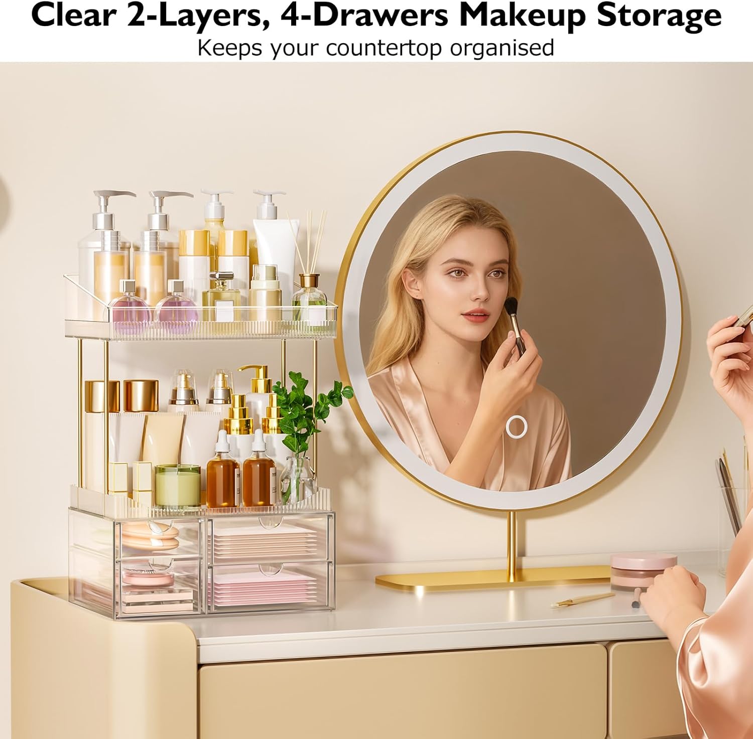 Detalle 2 de Makeup Organiser Upgraded 2-shelf, 4-drawer clear organiser