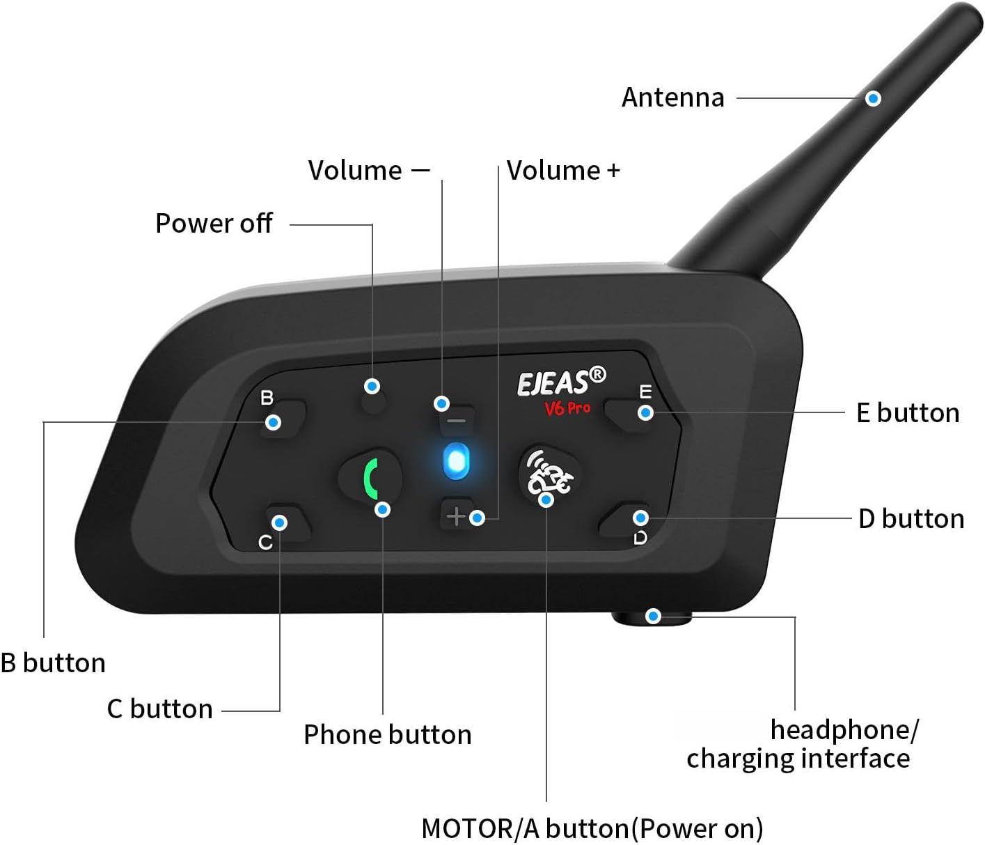 Thumbnail 4 de Ejeas V6Pro Intercom 1200m para casco