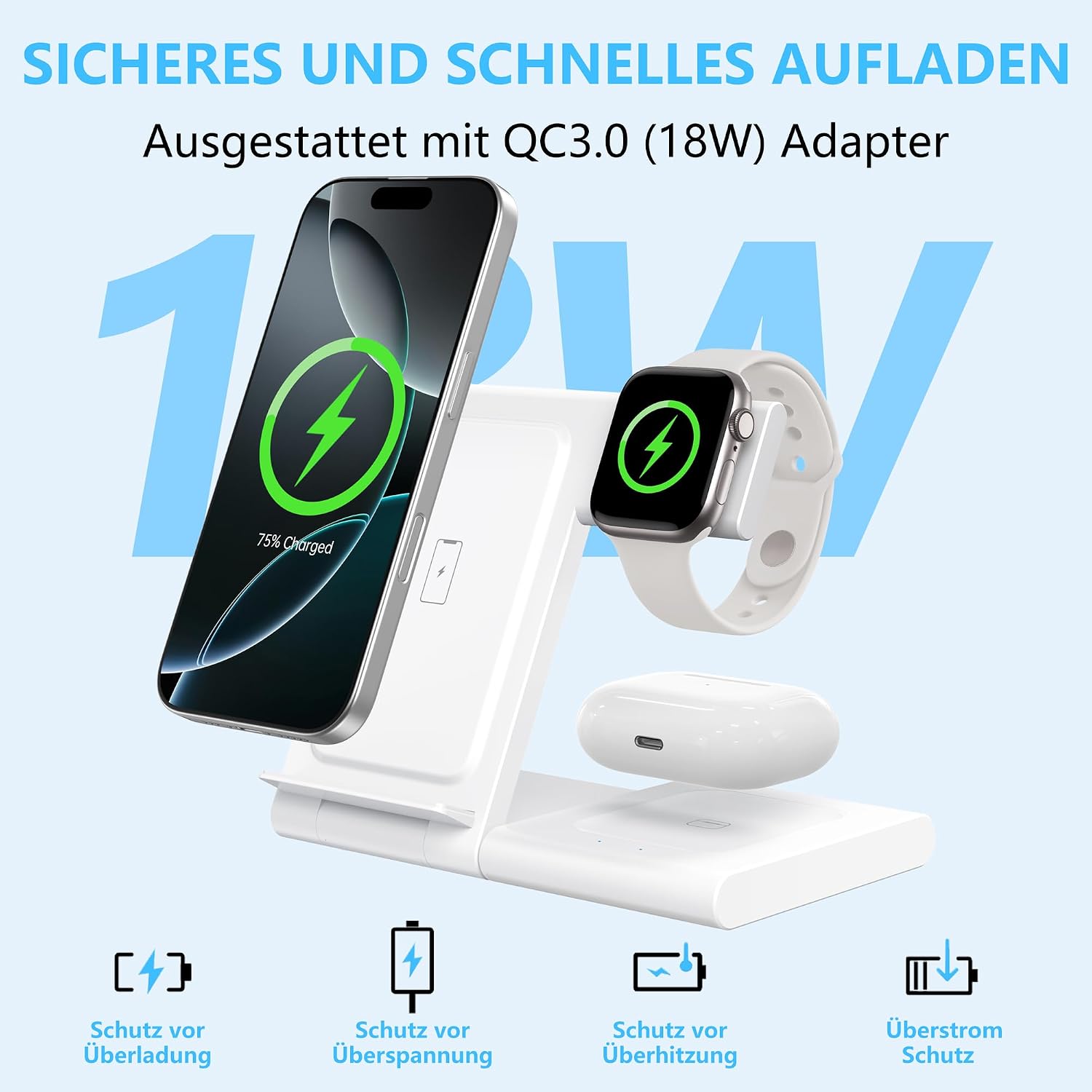 Thumbnail 3 de WATOE 3 in 1 Ladestation Apple Watch iPhone