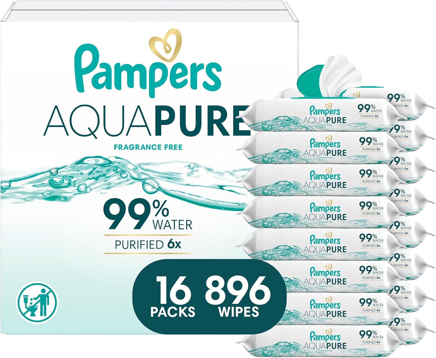 Pampers Aqua Pure Baby Wipes 896 Pack
