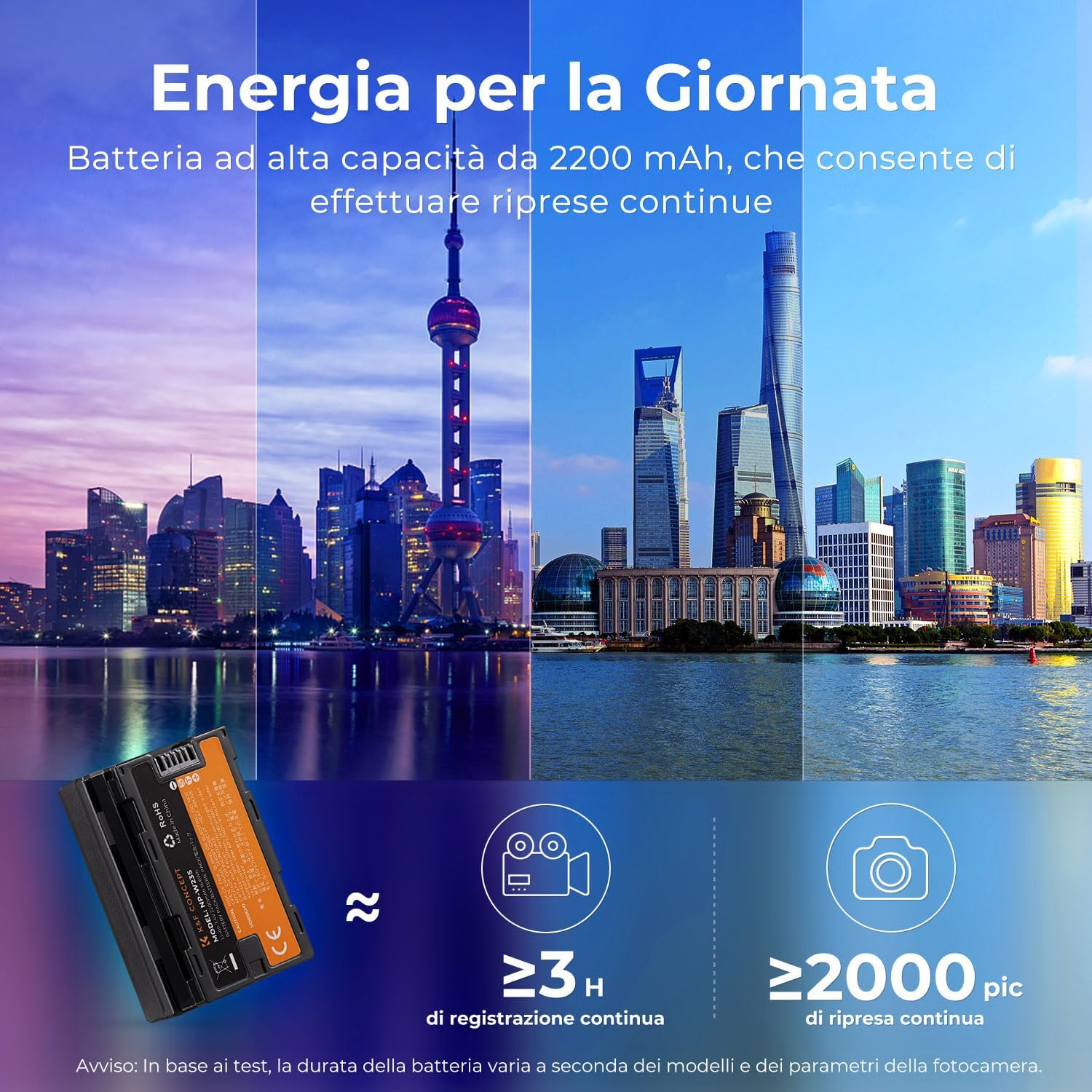 Thumbnail 1 de K&F CONCEPT NP-W235 2200 mAh Batteria per fotocamera