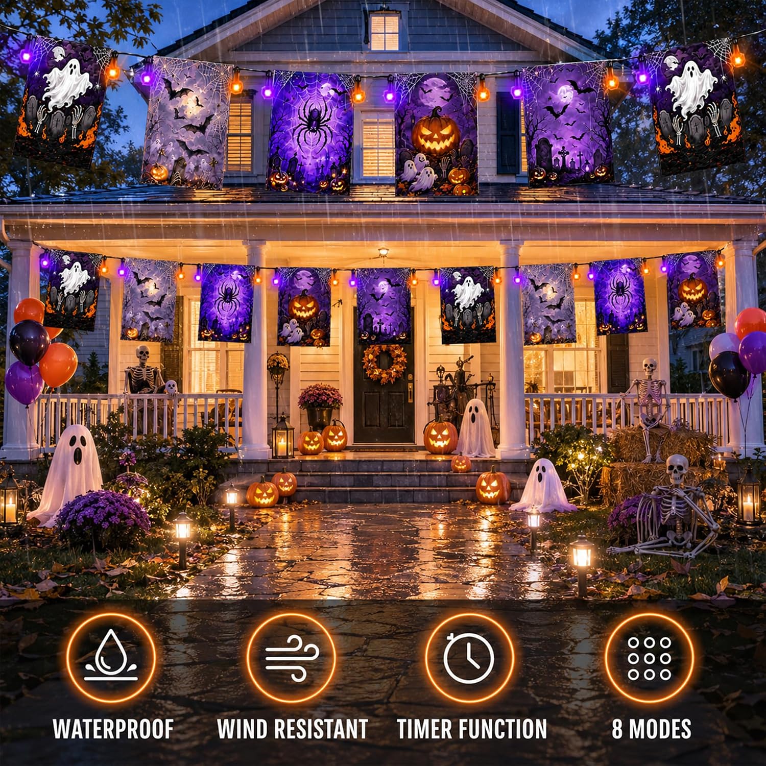 Detalle de Halloween String Lights with Flags, 49.2 ft