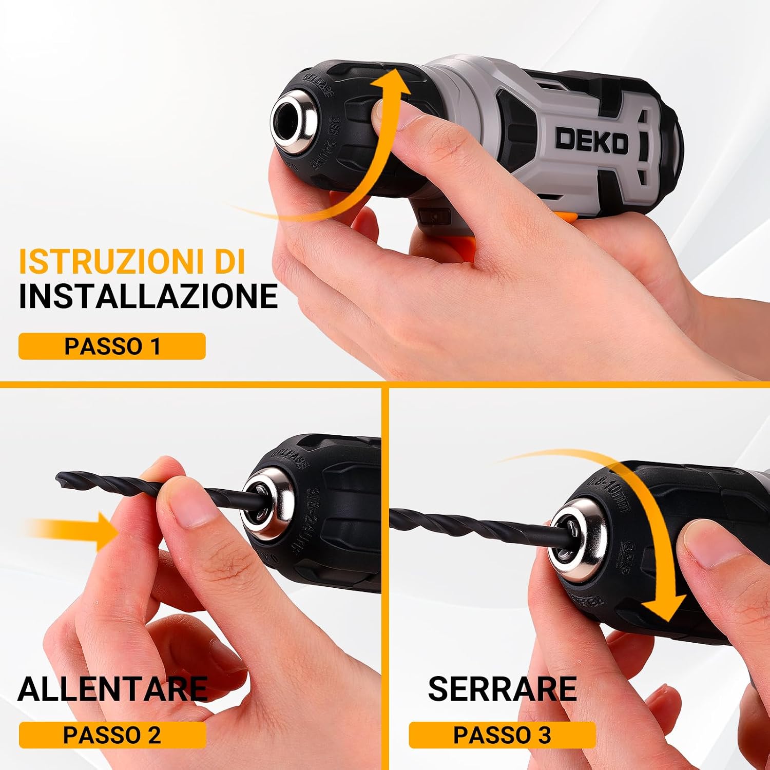 Thumbnail 4 de DEKO Cassetta Attrezzi Completa con Trapano Avvitatore 8V: Set da 126 pezzi in valigetta robusta
