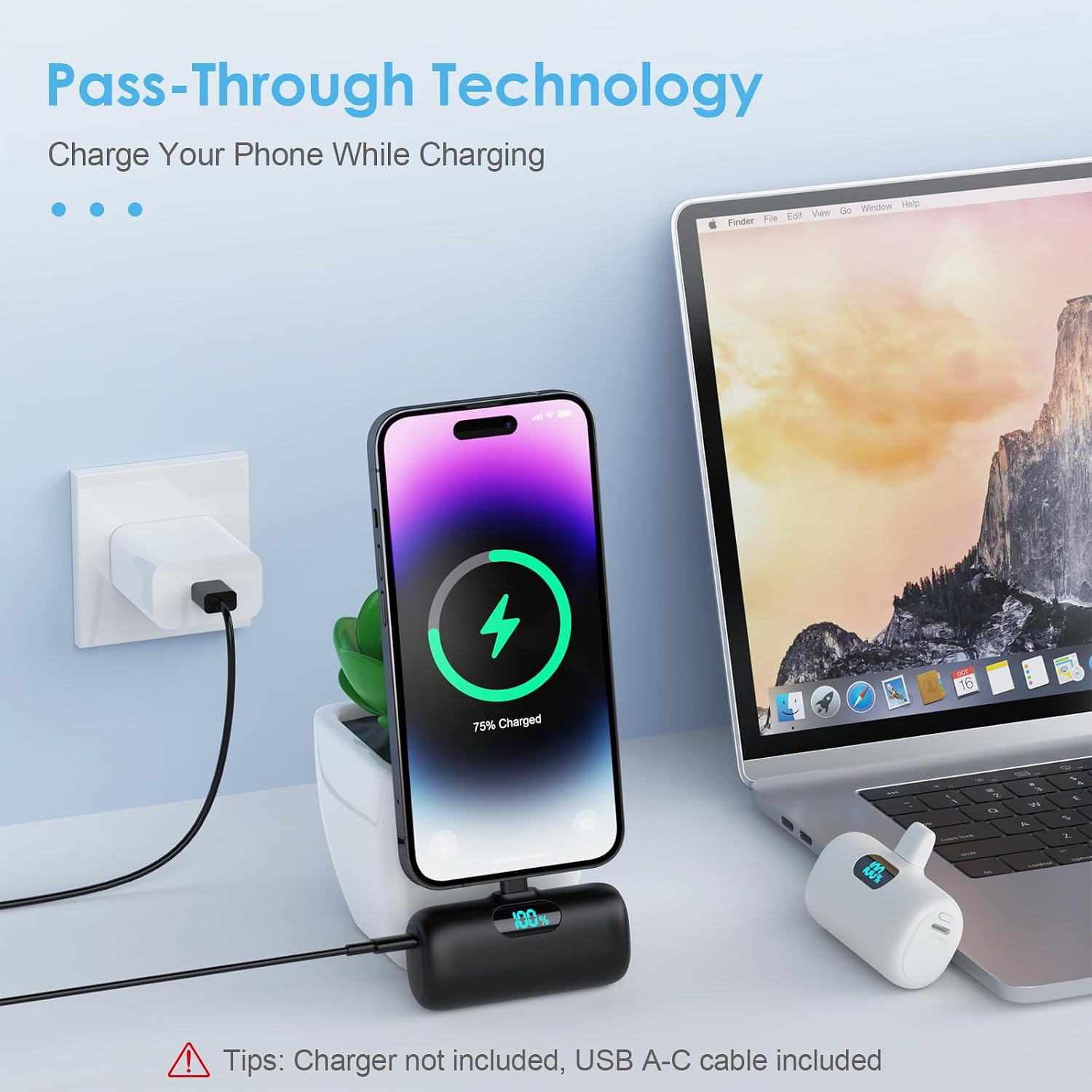 Detalle 2 de Feob HX45X2 2-Pack Mini Power Bank for iPhone, 5000mAh Each, Digital Display