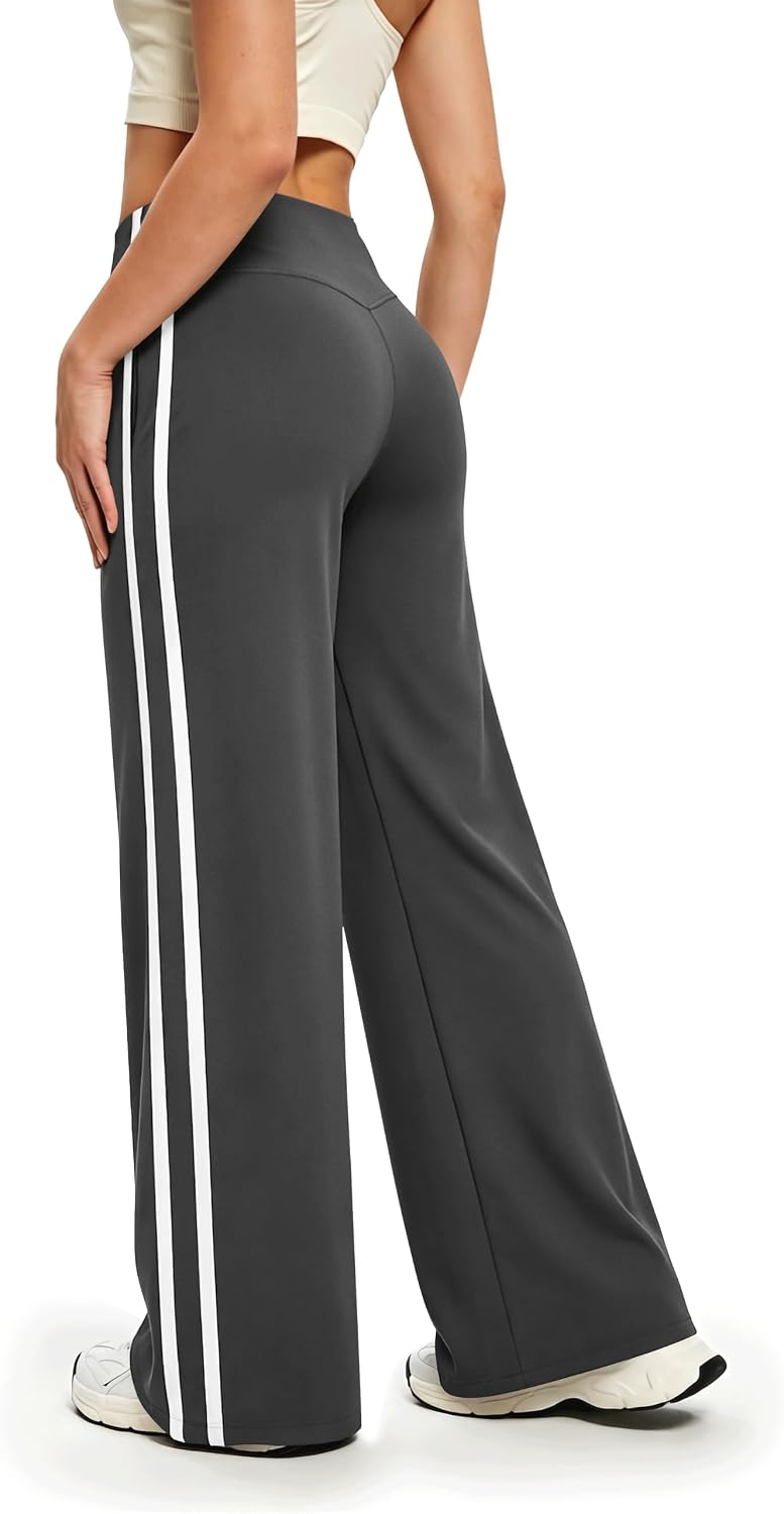 Detalle 2 de Alaroo Women's High-Waisted Wide-Leg Track Pants with Pockets and Side Stripes