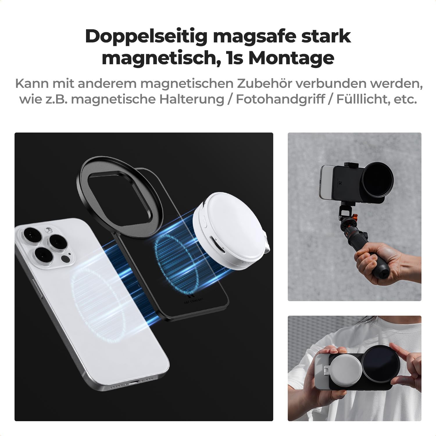 Thumbnail 4 de K&F CONCEPT Magnetischer Polfilter 67mm – CPL-Filter mit magnetischem 6,1-Zoll-Adapter für iPhone 12–16 Serien