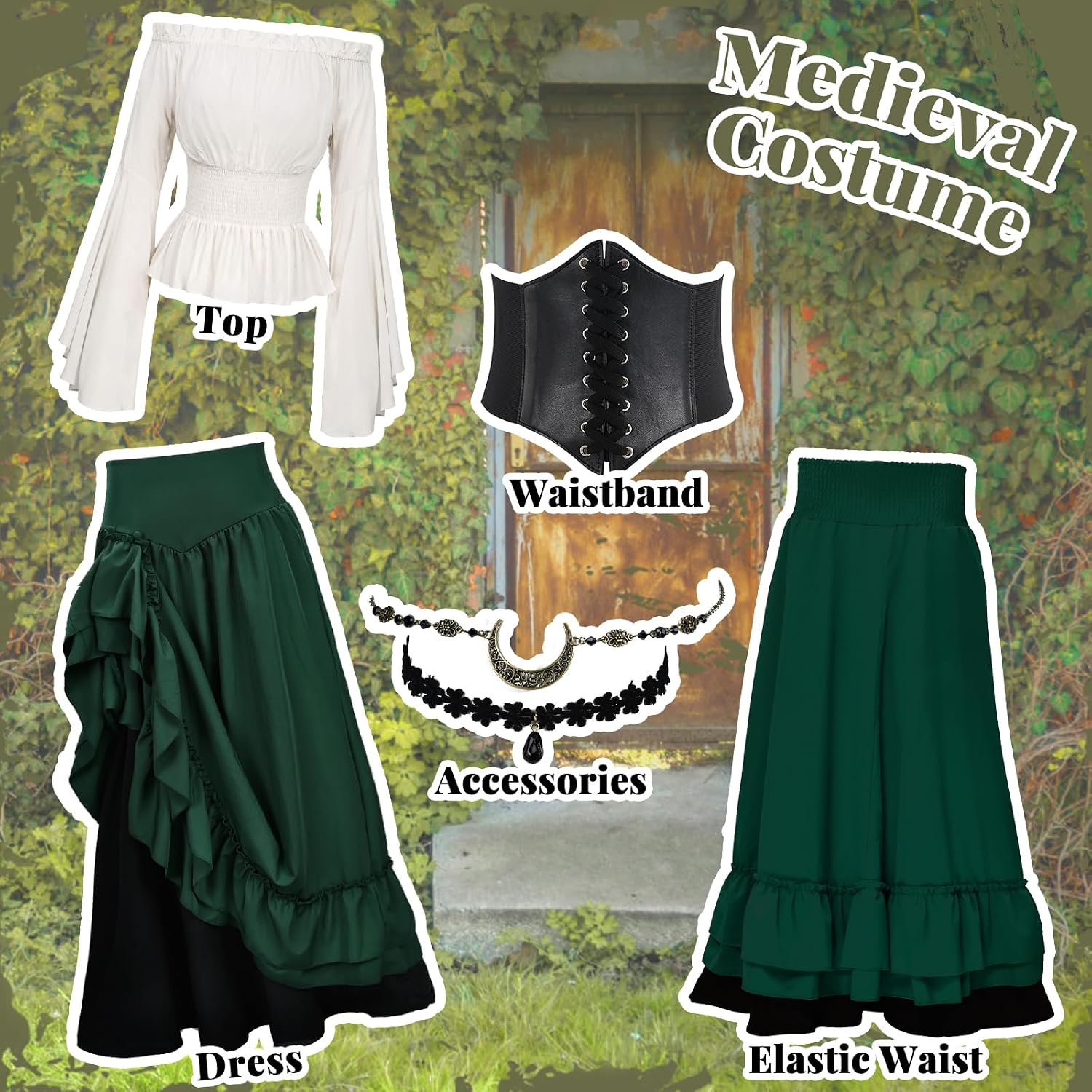 Detalle 2 de JONRRYIN Mittelalter Kleid XXL