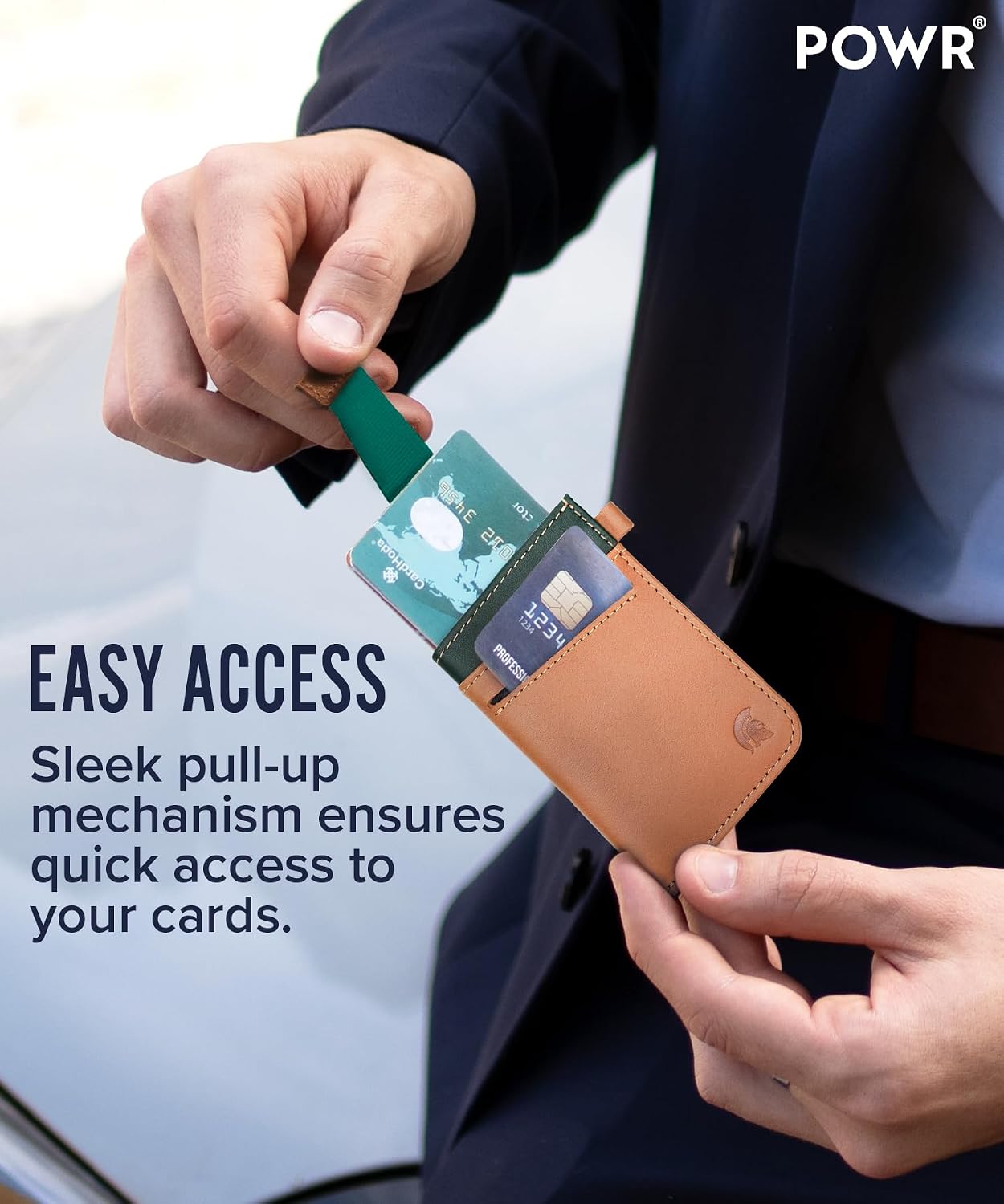 Thumbnail 1 de POWR Pull Up Slim Wallet leather RFID minimalist card holder (up to 5 cards)