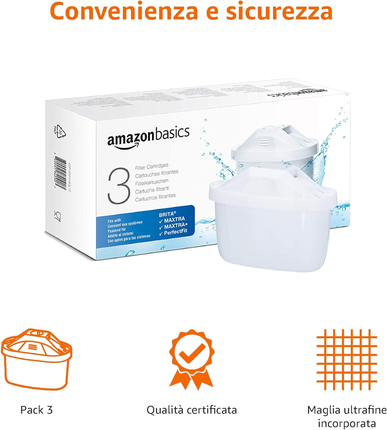 Thumbnail 2 de Amazon Basics Filtri per acqua da 3 pezzi: compatibili con BRITA e facili da usare
