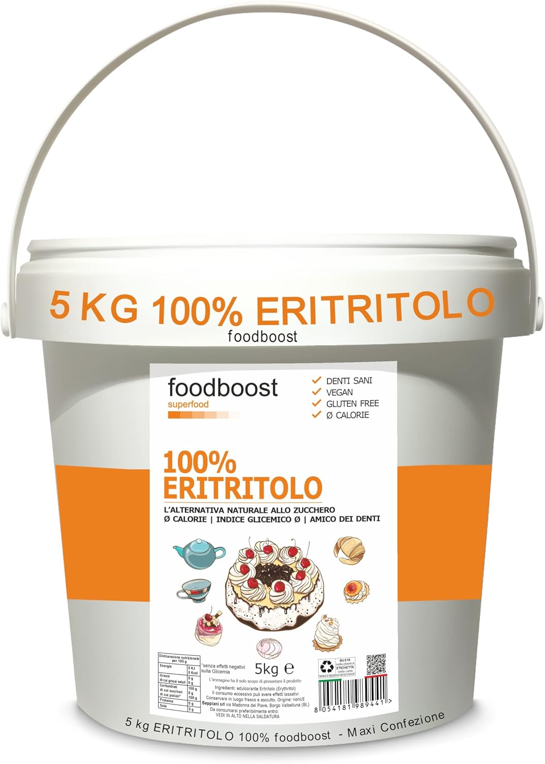 Detalle de Eritritolo 5 Kg FoodBoost: dolcificante naturale 0 kcal, puro al 100% per diete bilanciate