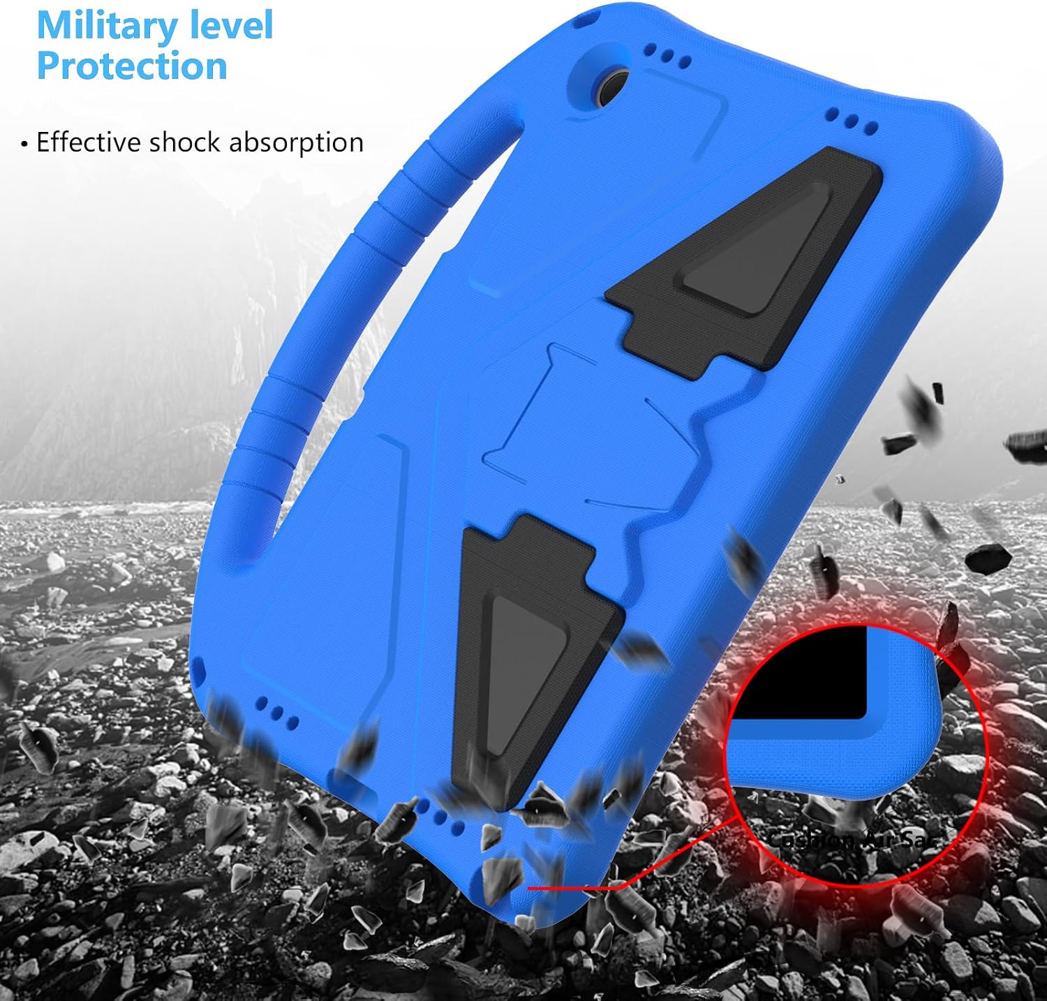Detalle 2 de YRH Case for Galaxy Tab A9 Plus / Tab A11 Plus 11-inch, EVA Shockproof Cover with Stand Handle – Blue