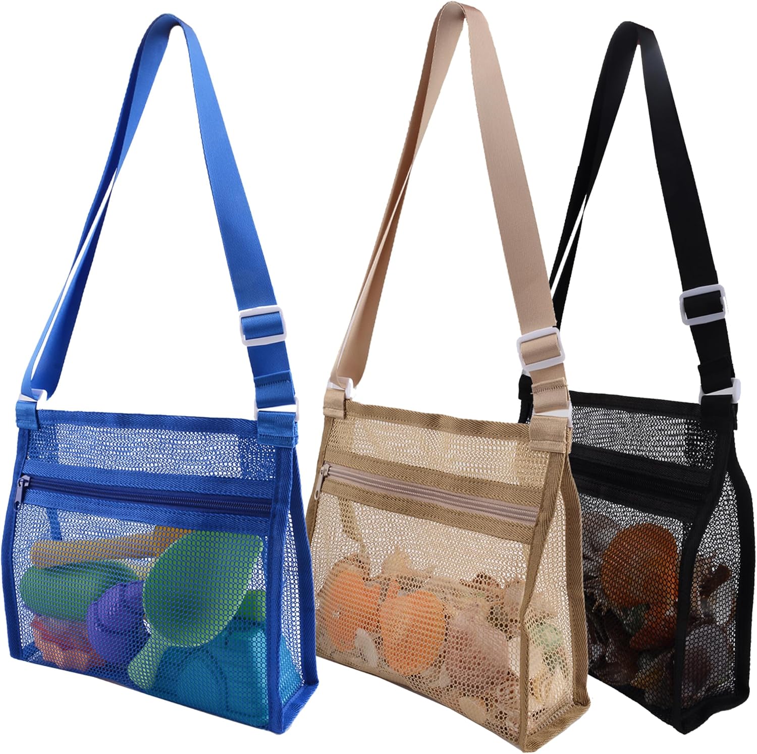 Thumbnail 6 de MUYIZI Mesh Beach Bag for Shells Collecting 4 Pack: Lightweight, Quick-Dry Shell Bags for Kids and Families