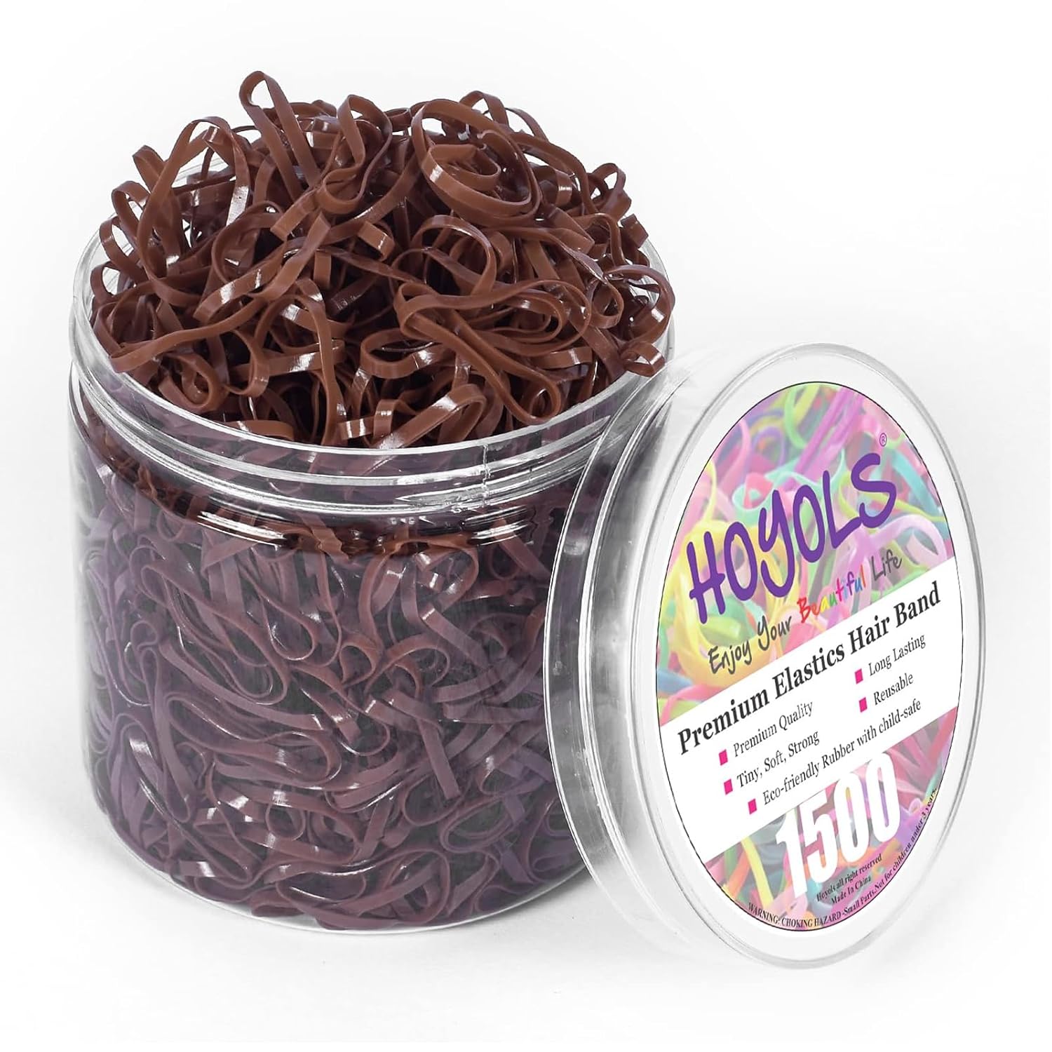HOYOLS Haargummis Elastische Bänder – Mini Braune Gummis (1500 Stück) für dünnes bis mittleres Haar