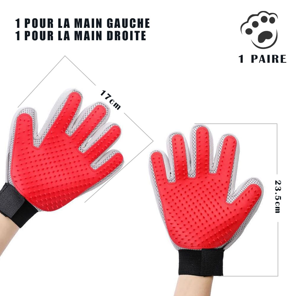 Thumbnail 5 de Marchul Lot de 2 Gants de Toilettage pour Animaux – Brosse, Épilation en Douceur et Massage pour Poils Longs/Courts