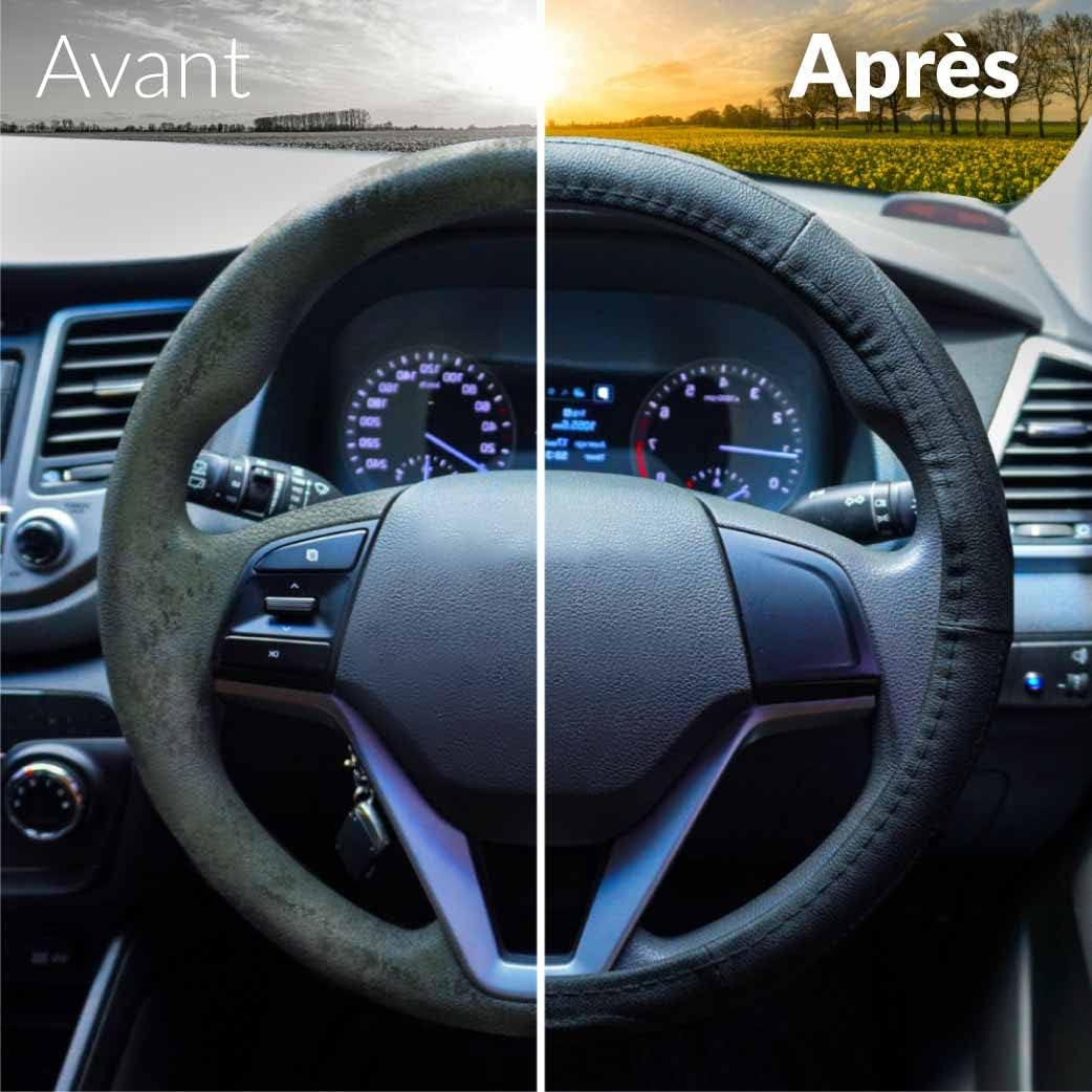 Thumbnail 6 de Upgrade4cars Couvre-volant cuir noir taille 37-39 cm
