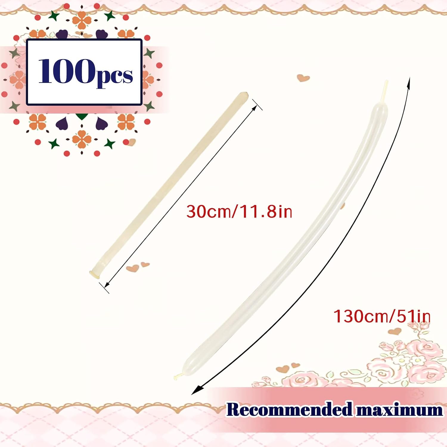 Detalle de 260 Balloons Clear Long Balloons 100 Pack – DIY Animal Twist Latex Balloons