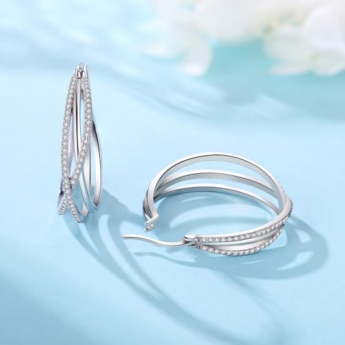 Thumbnail 3 de CYMYSS 925 Sterling Silver Hoop Earrings for Women: Hypoallergenic, Lightweight and Elegant