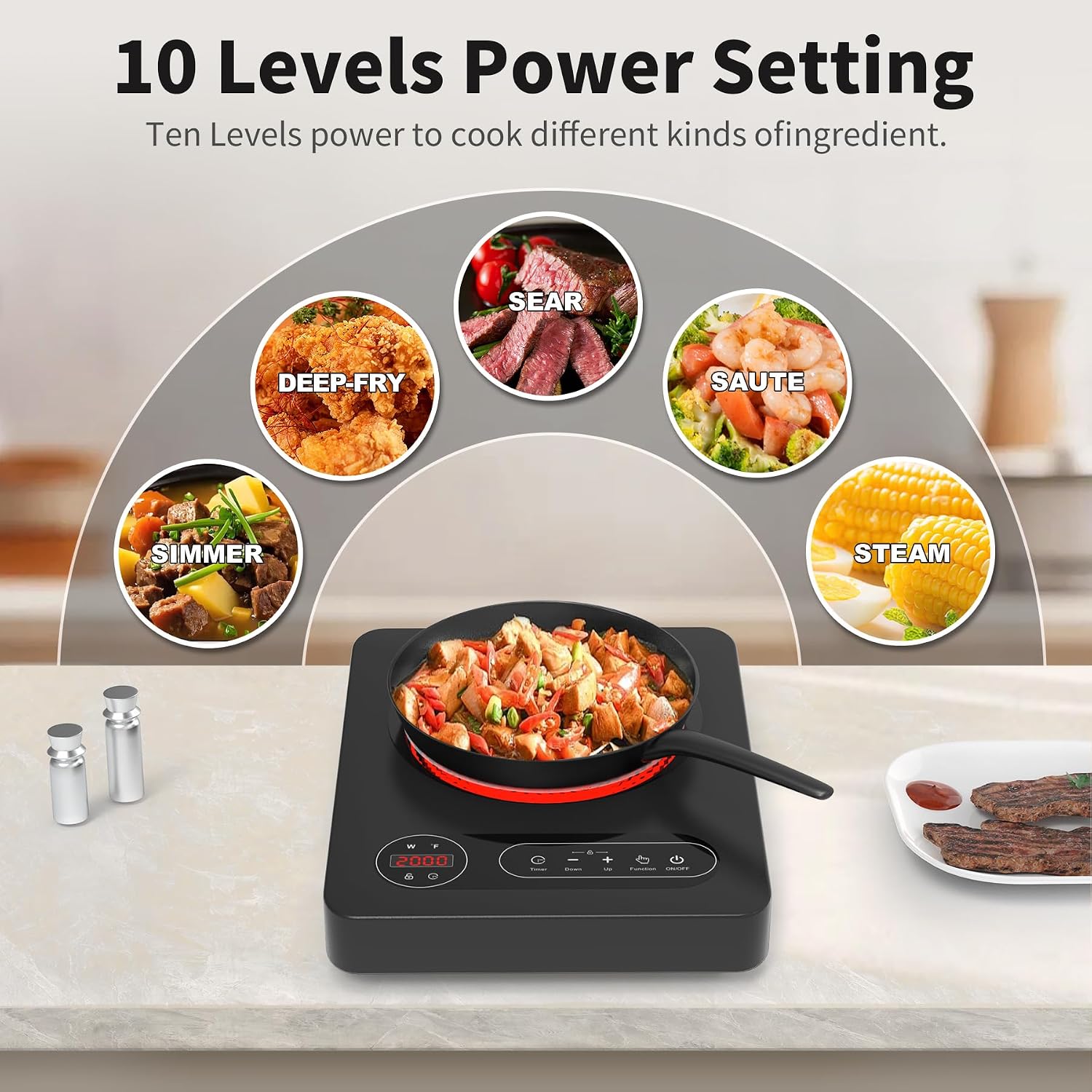 Detalle de VBGK Portable Ceramic Hob 2000W: A Compact, Flexible Cooking Solution