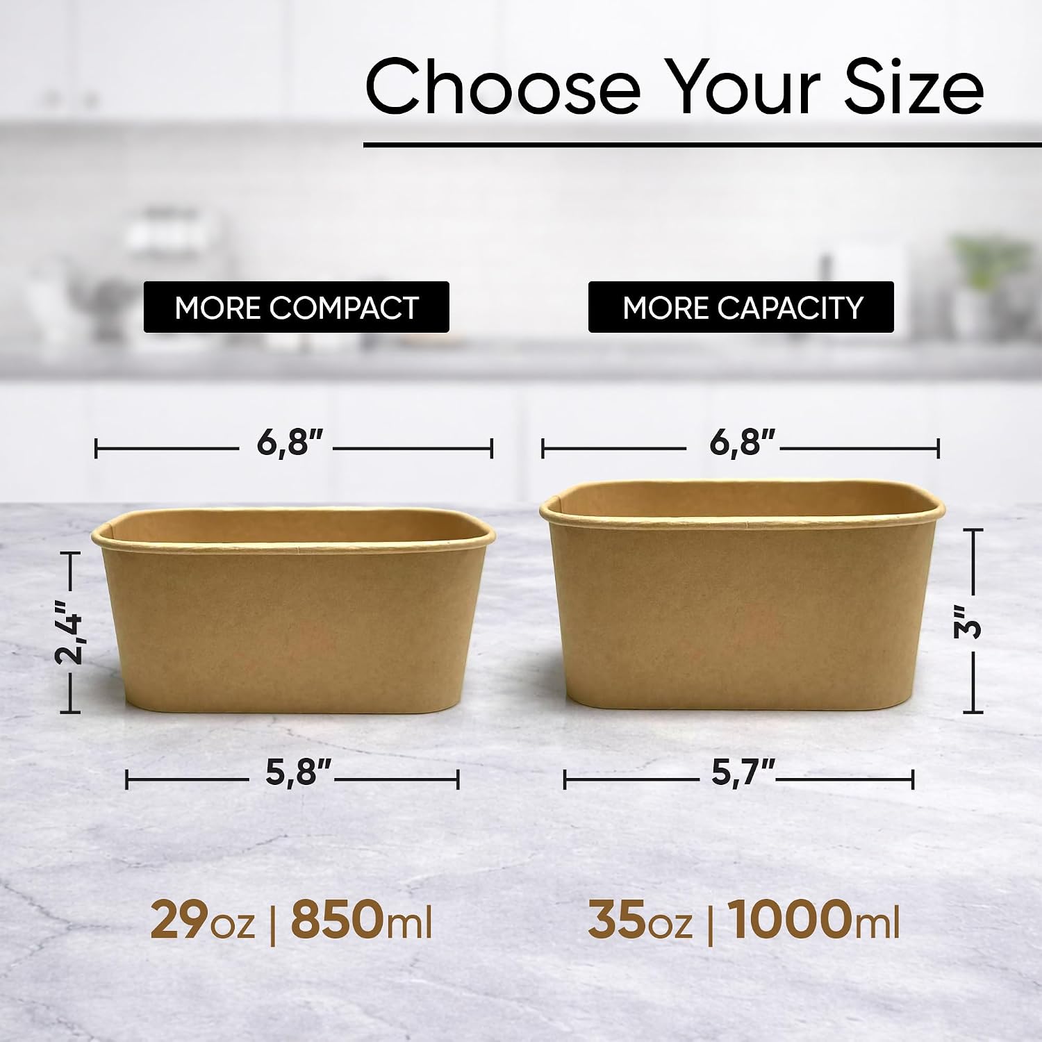 Thumbnail 5 de Leafiew 50 Pack 29Oz Disposable Meal Prep Containers with Lids – Microwave & Freezer Safe Kraft Paper Bowls