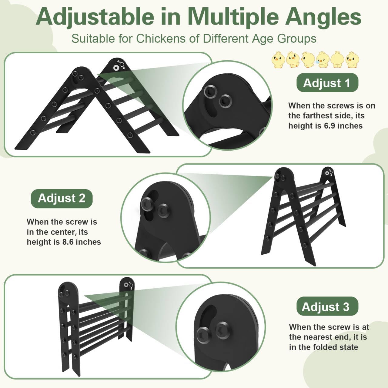 Detalle de Giyiprpi Adjustable Metal Chicken Perch 8-roots ๐