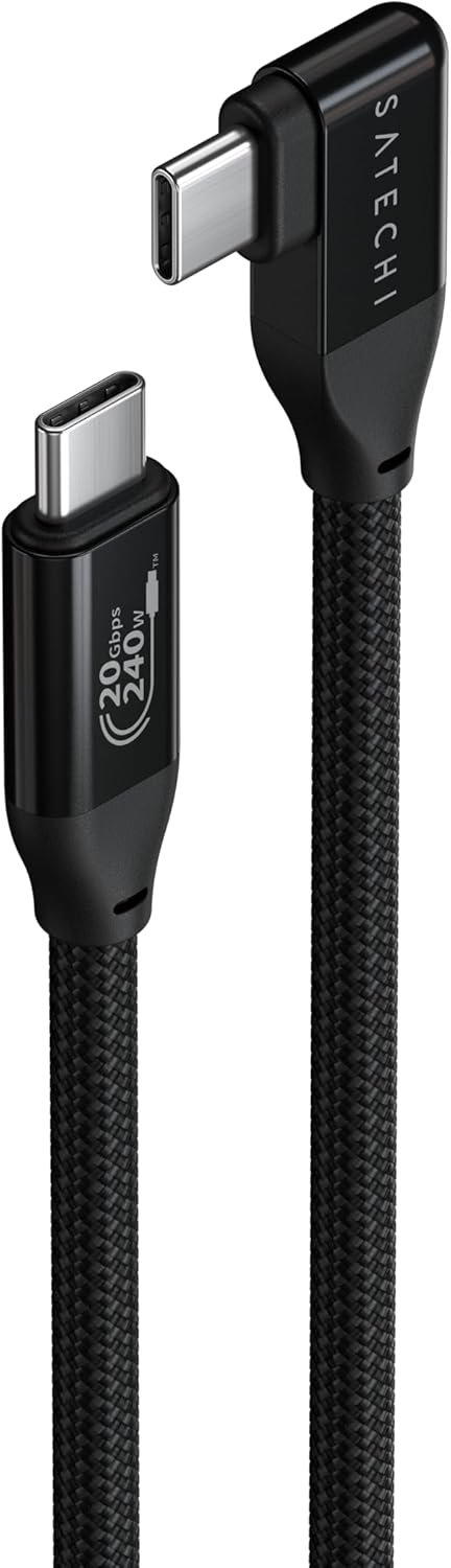 Thumbnail 4 de Satechi 90° Right Angle USB‑C to USB‑C Cable (240W PD, 20Gbps, 4K@60Hz) – 1m Braided, Black