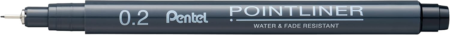 Detalle de Pentel Pointliner S20P finelinerpennor, 8-pack med svart pigmentbläck