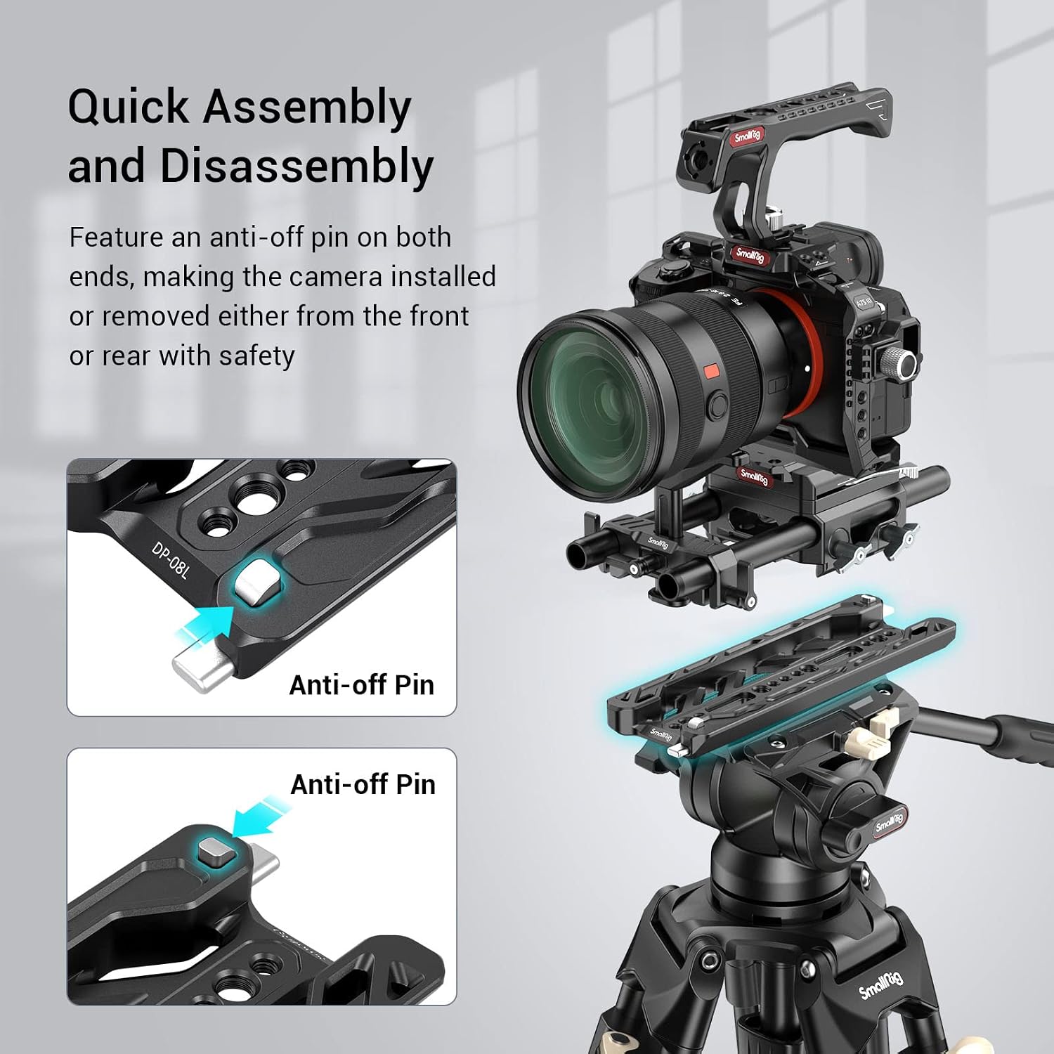 Detalle de SMALLRIG 3770 – 8-calowa płyta jaskółczy ogon ARRI, obciążenie 20 kg